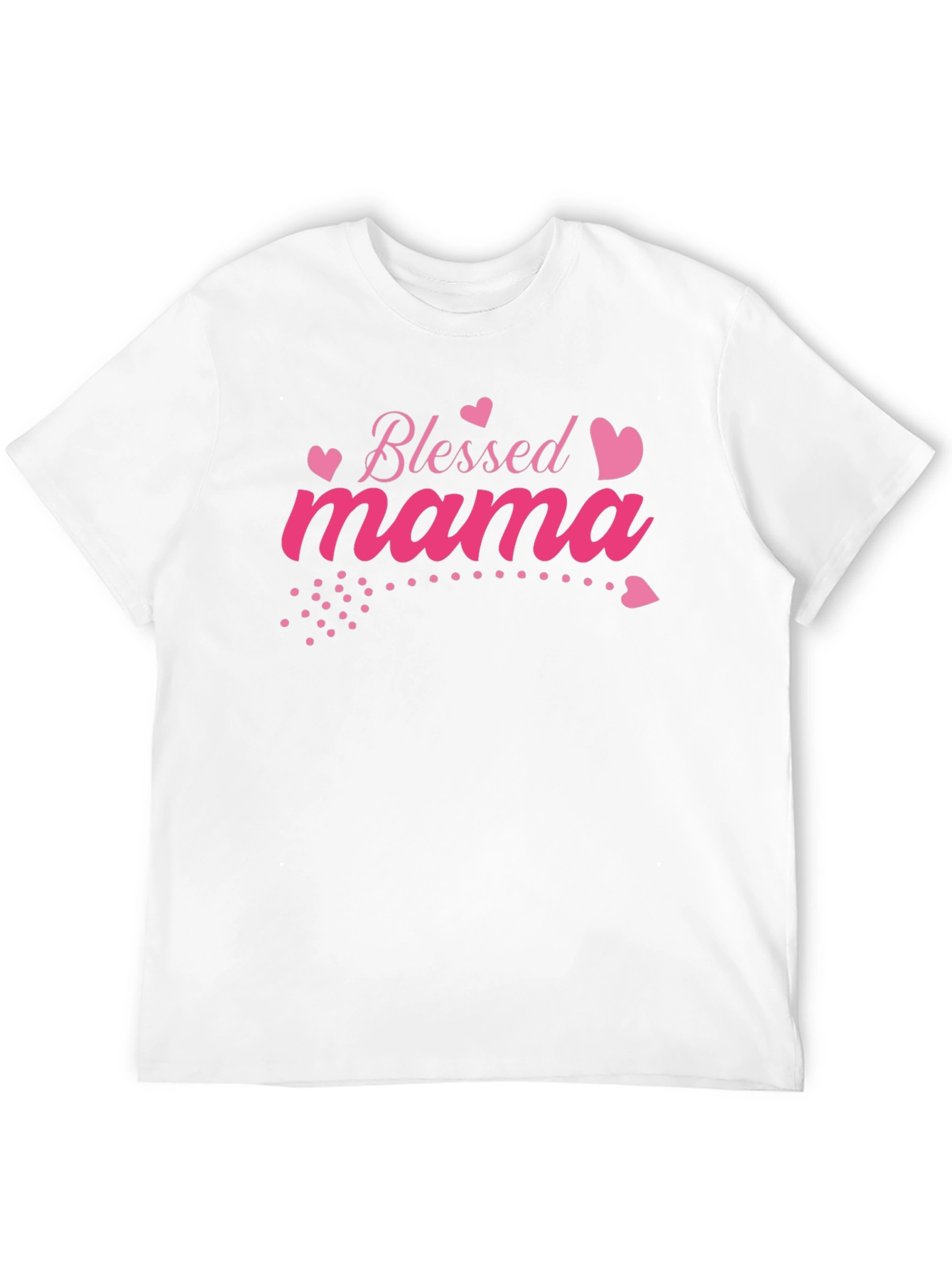 Blessed Mama Pink Heart Graphic Black T-Shirt
