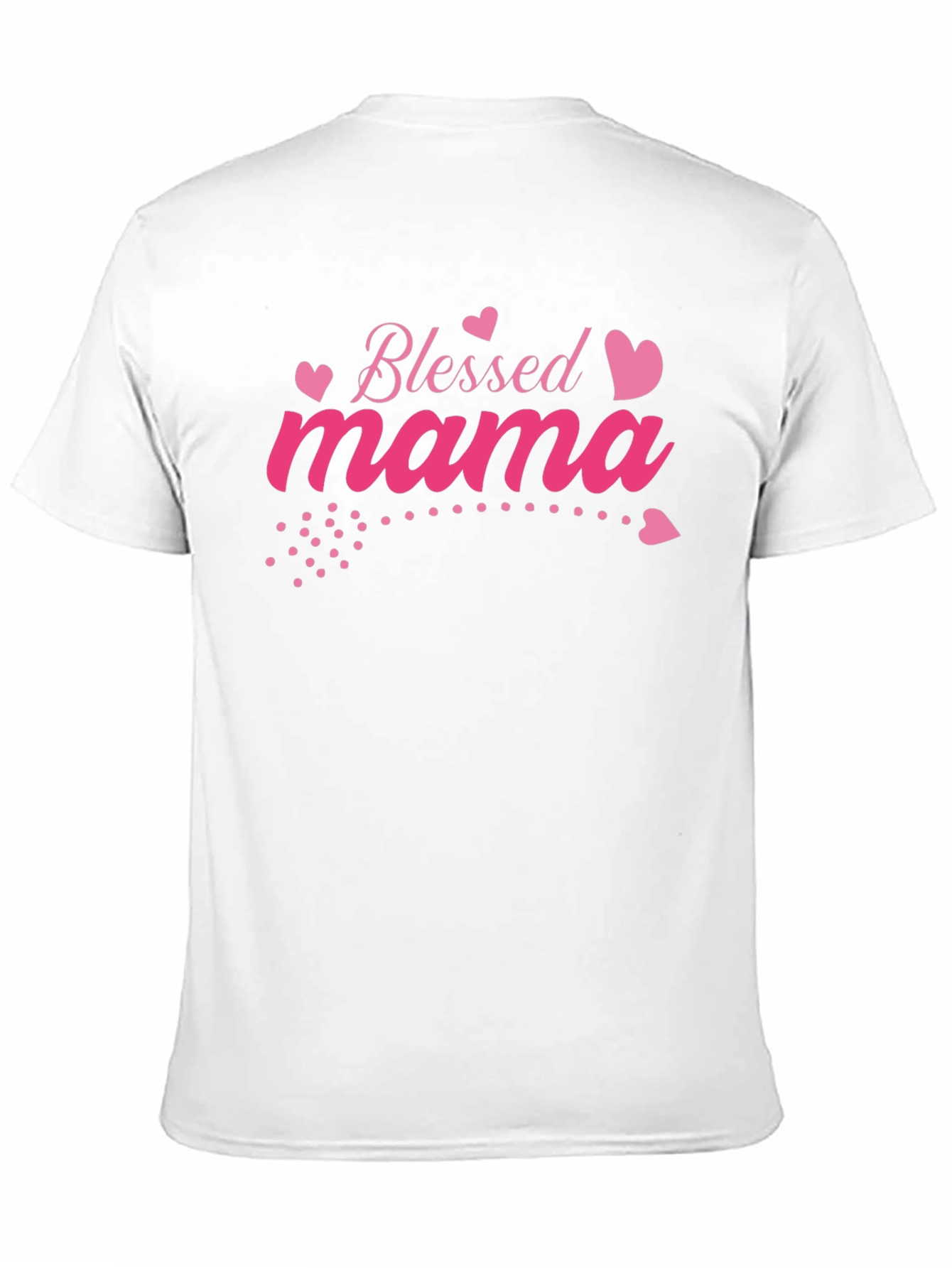 Blessed Mama Pink Heart Graphic Black T-Shirt