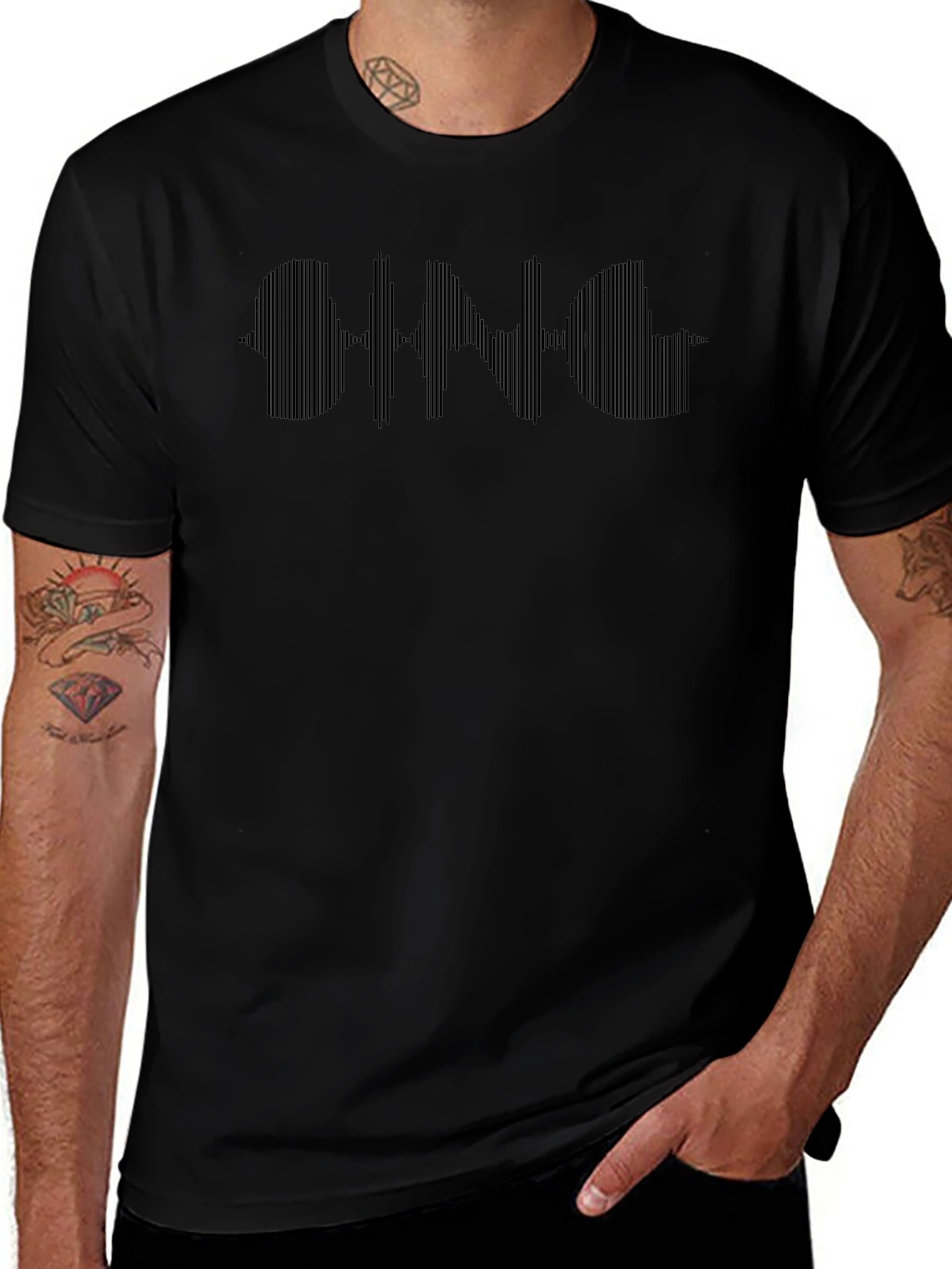 Black Soundwave Graphic T-Shirt for Men