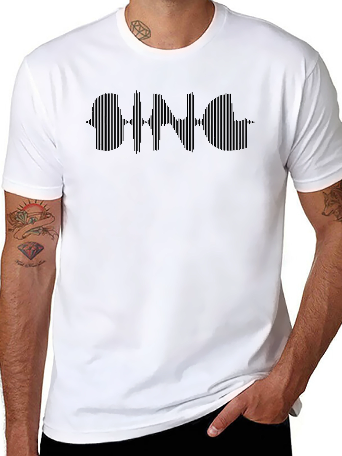 Black Soundwave Graphic T-Shirt for Men