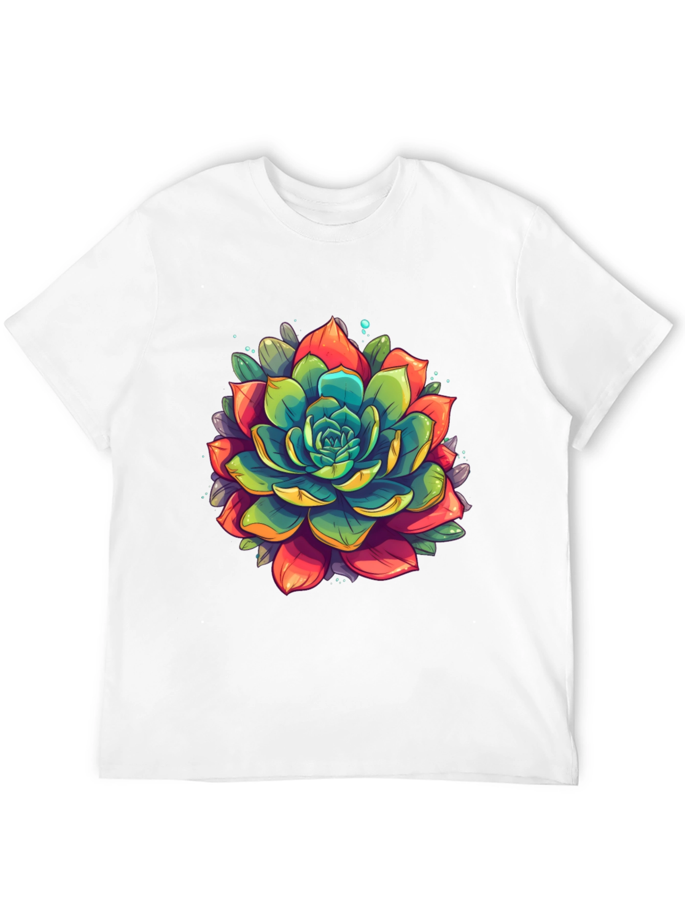 Succulent Graphic Print Black T-Shirt