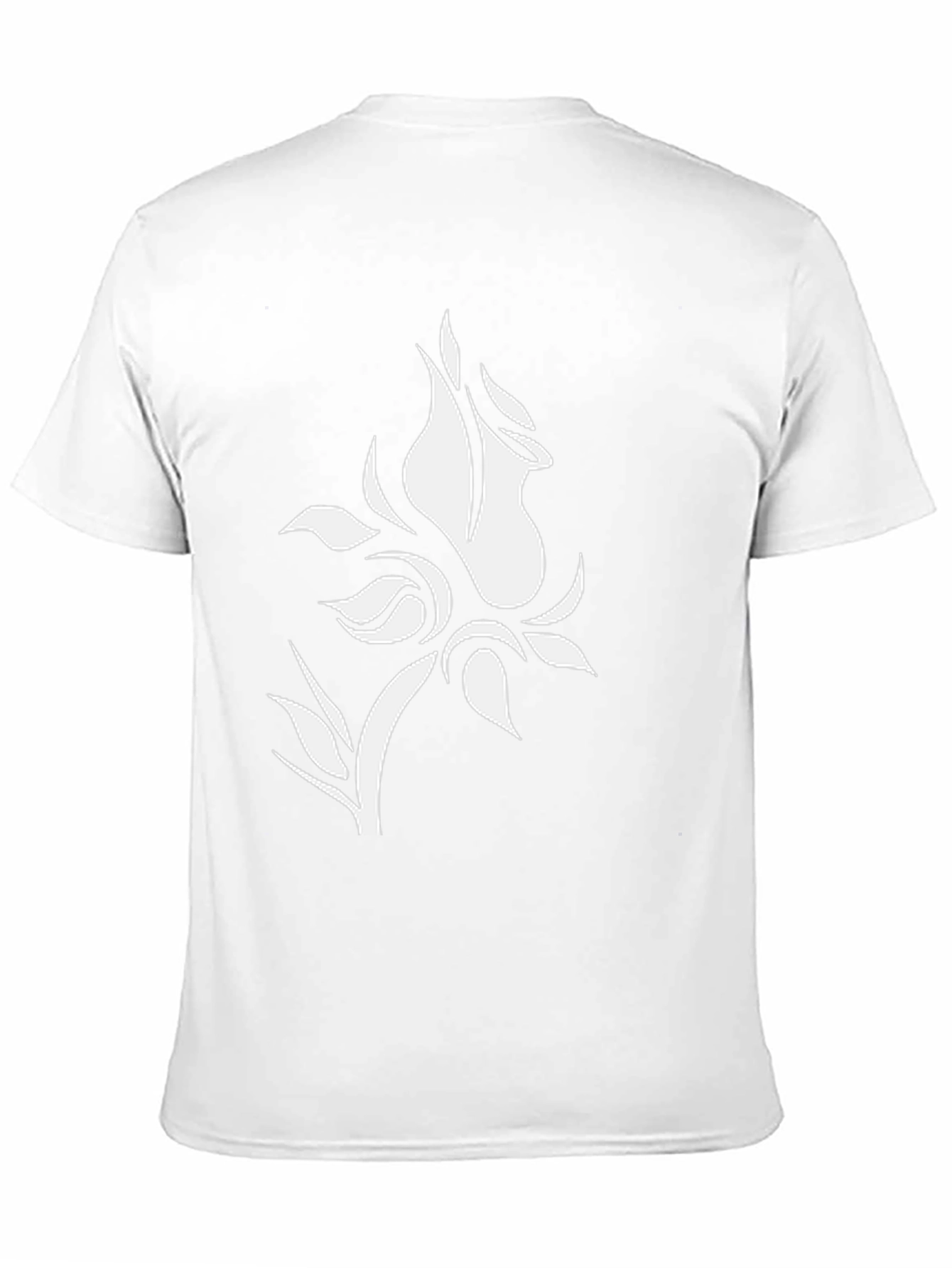 Black T-Shirt with White Floral Design