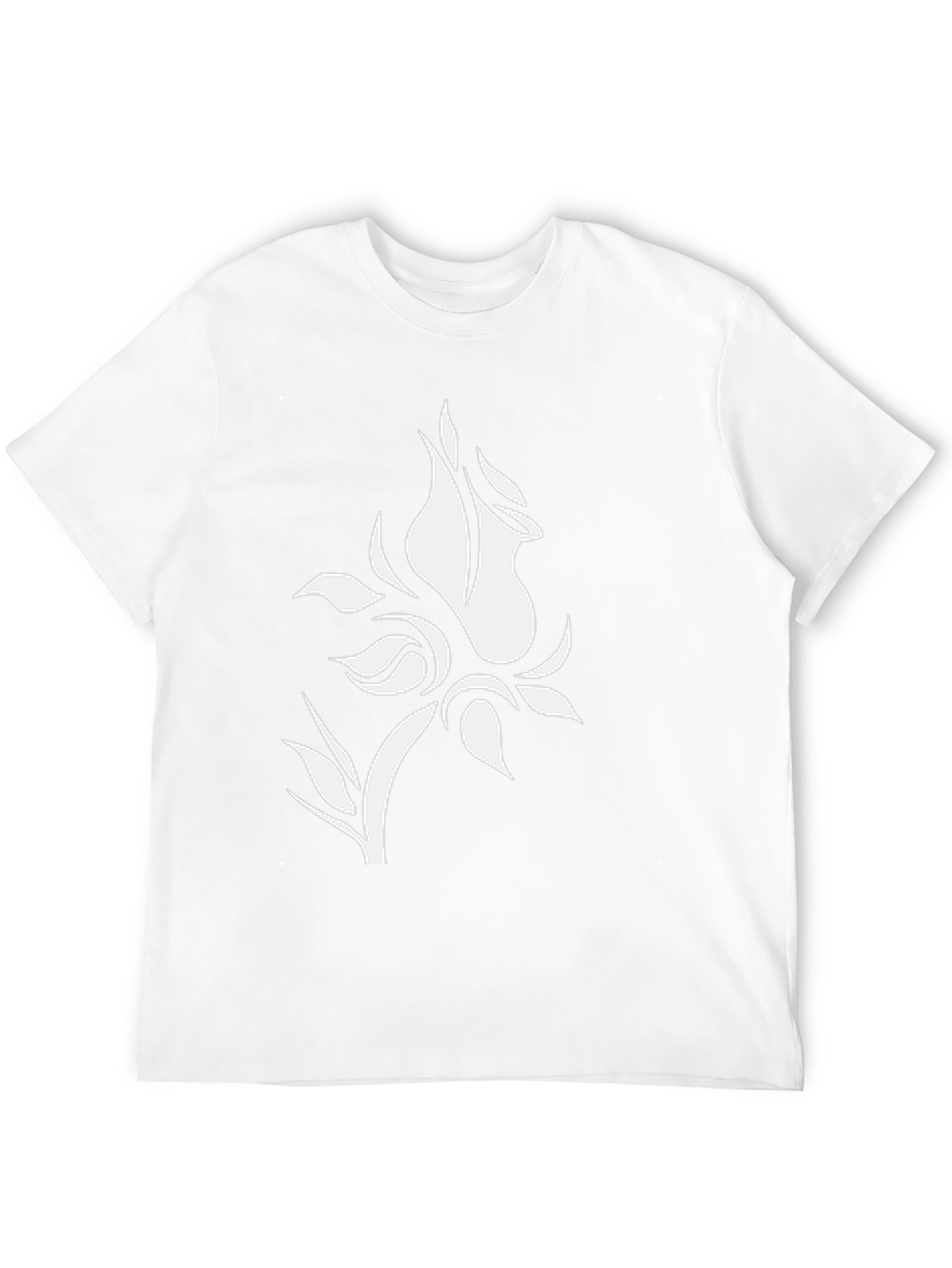 Black T-Shirt with White Floral Design