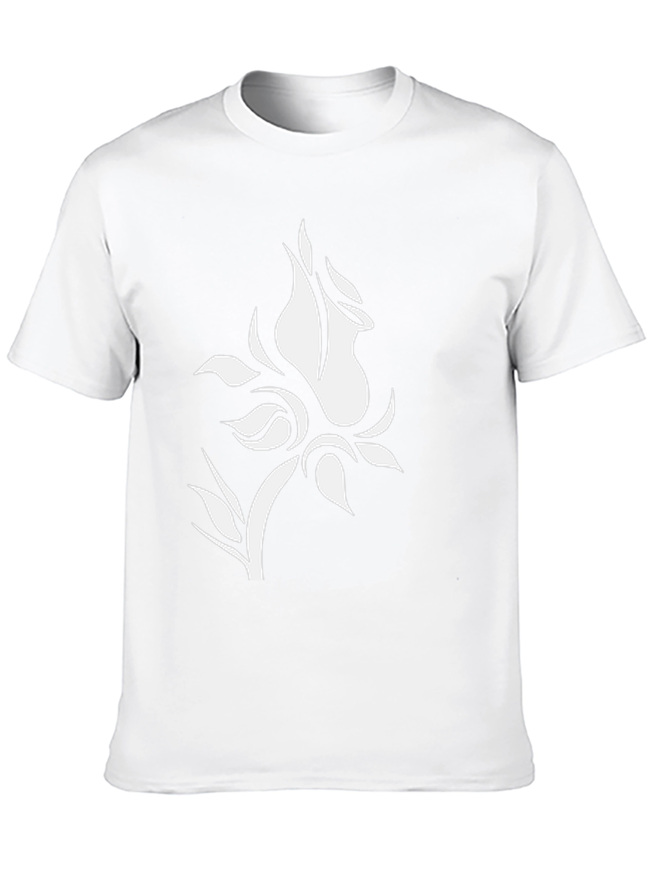 Black T-Shirt with White Floral Design