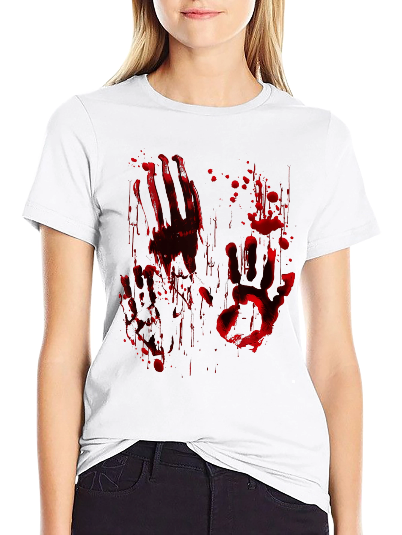 Bloody Handprint Graphic Tee - Halloween