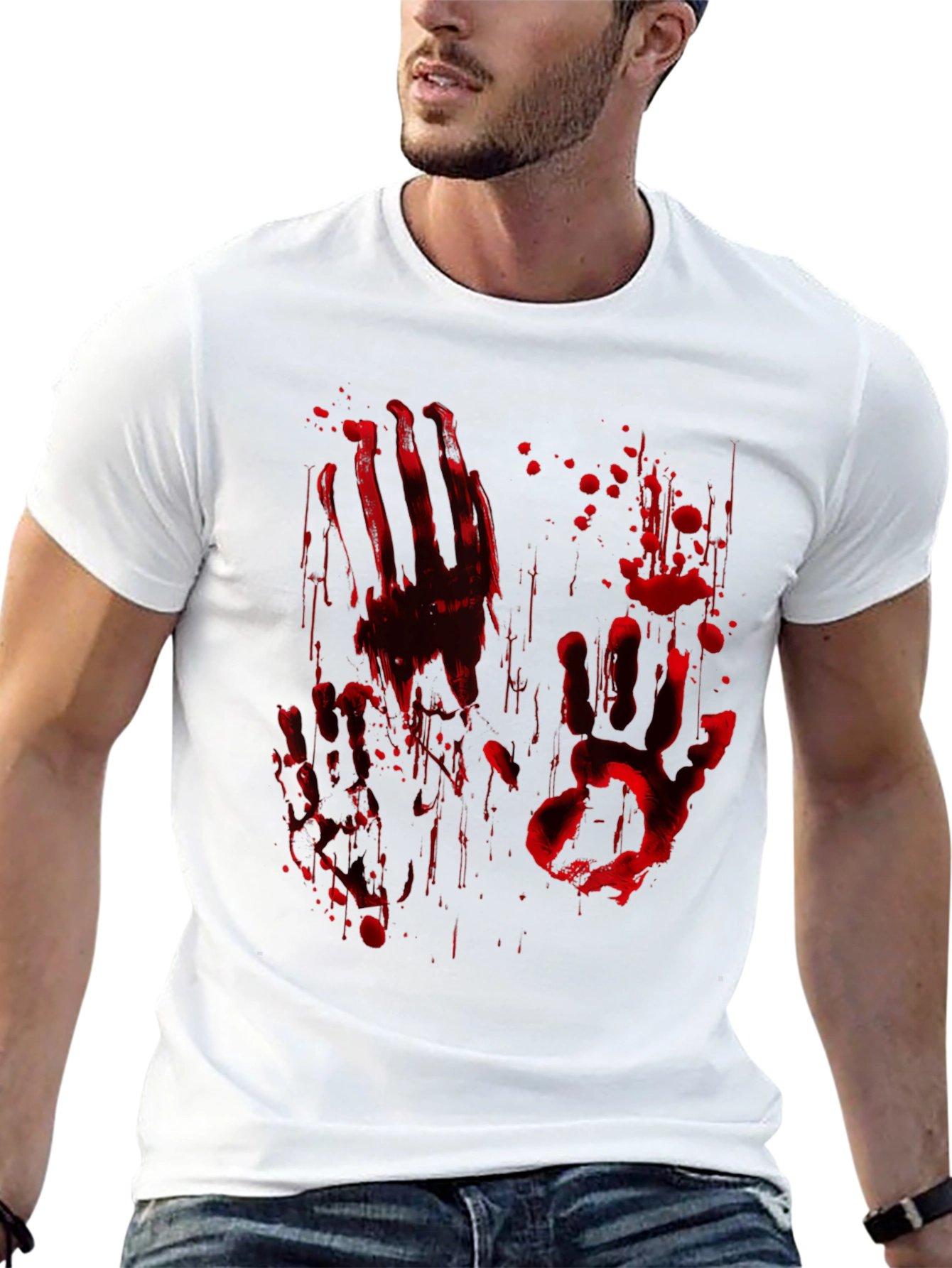 Bloody Handprint Graphic Tee - Halloween