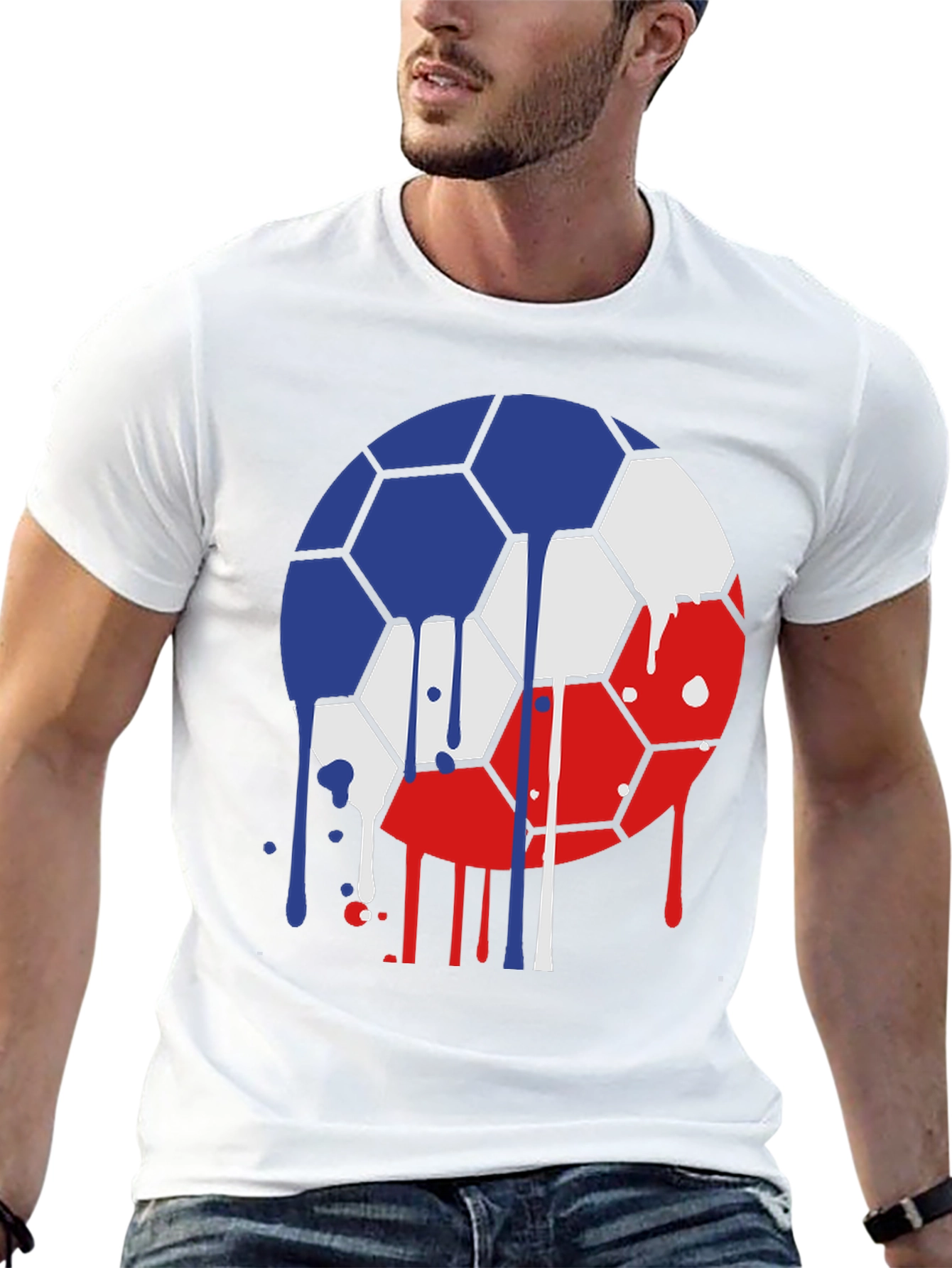 Dripping Soccer Ball Graphic Tee - Unique Design