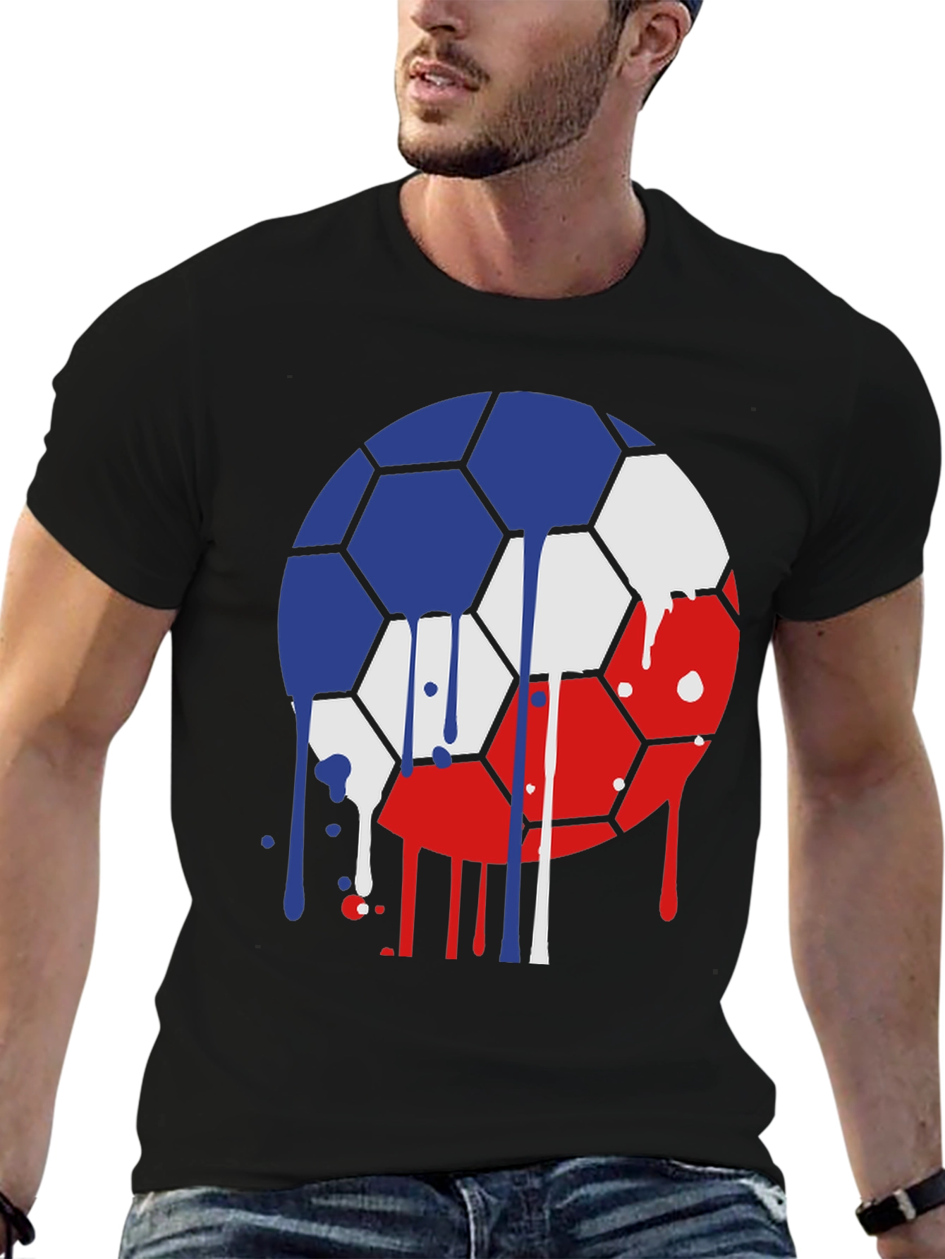 Dripping Soccer Ball Graphic Tee - Unique Design