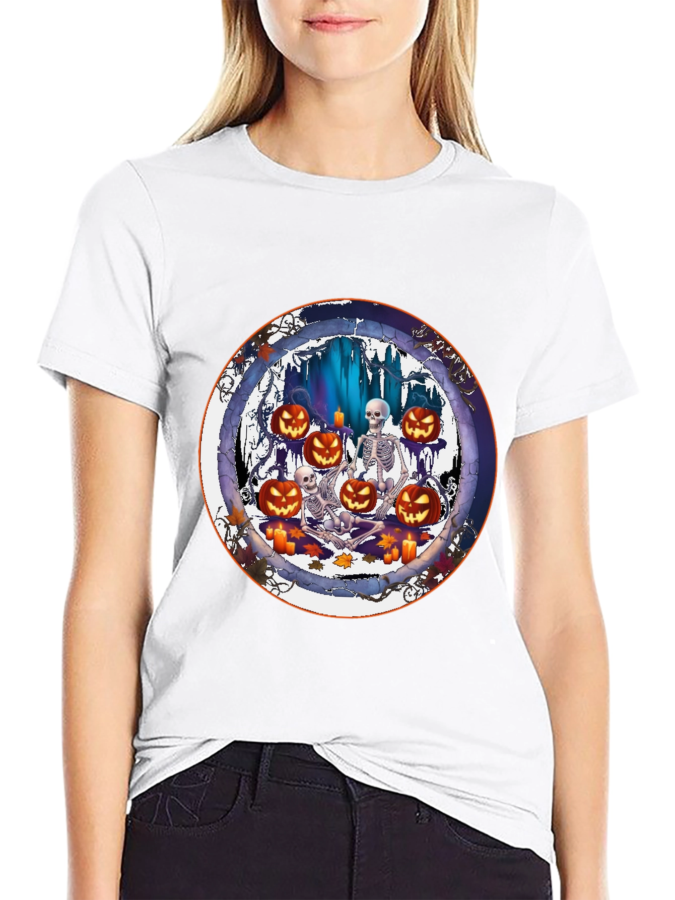 Halloween Skeletons & Pumpkins T-Shirt
