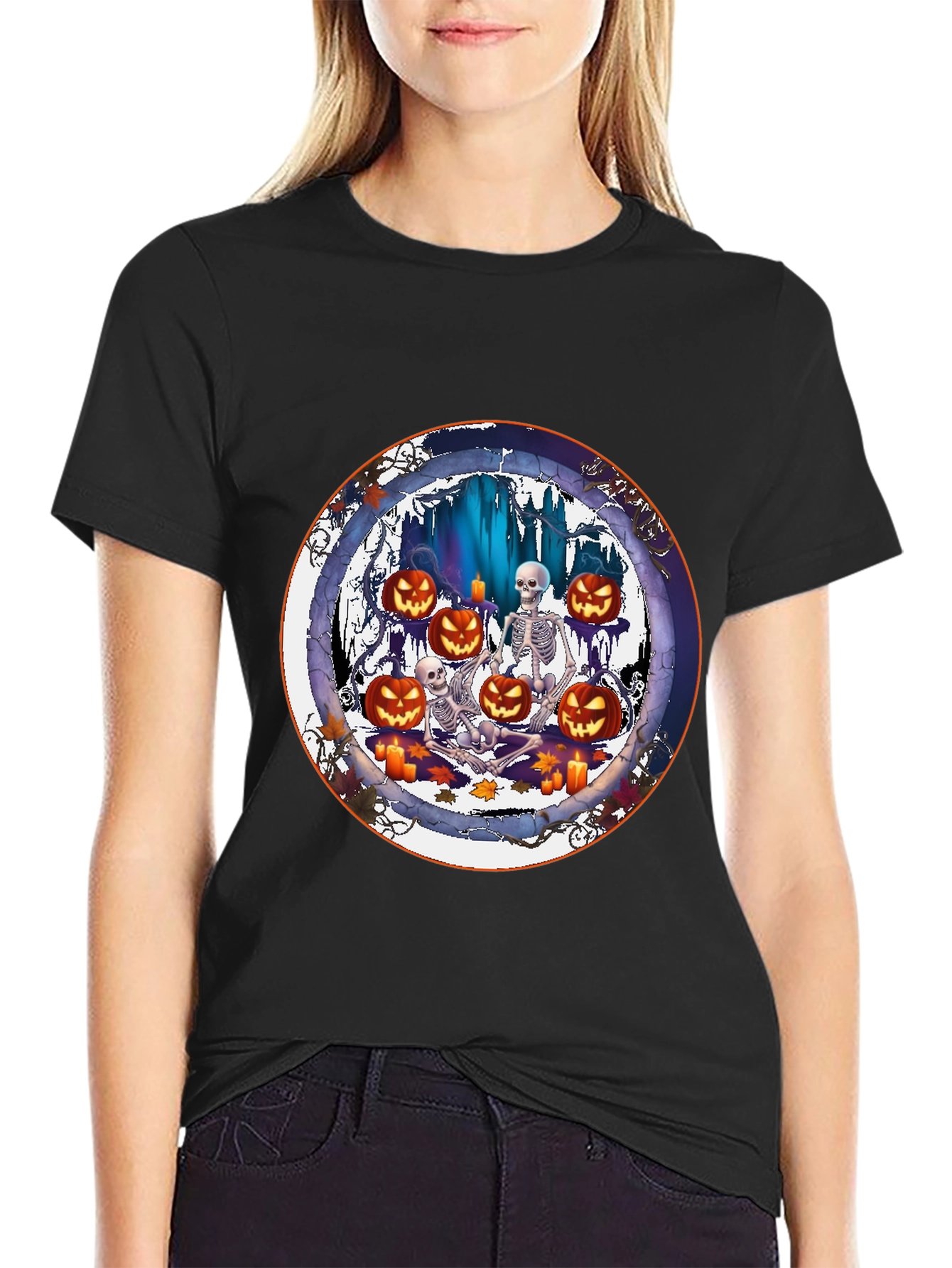 Halloween Skeletons & Pumpkins T-Shirt