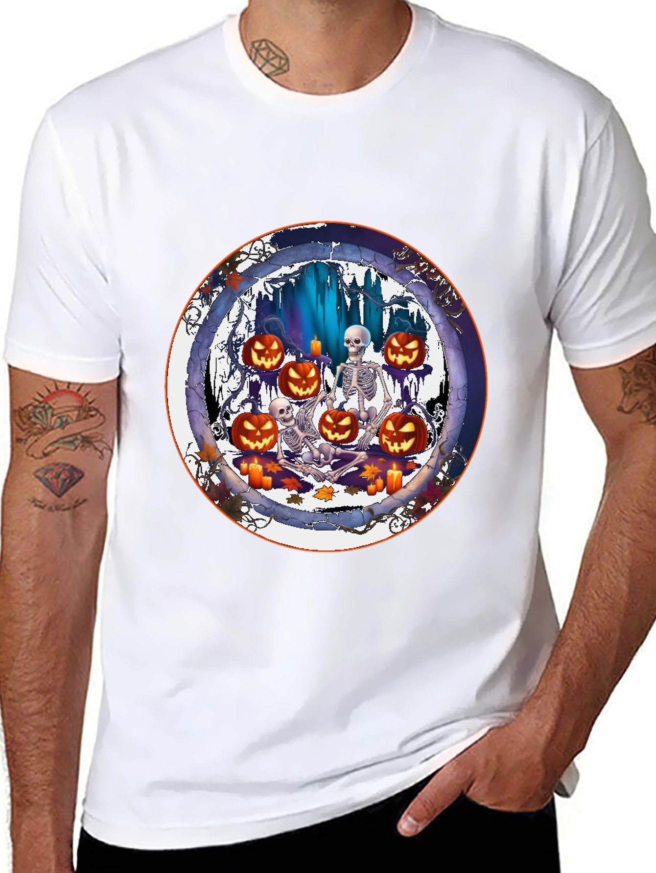 Halloween Skeletons & Pumpkins T-Shirt