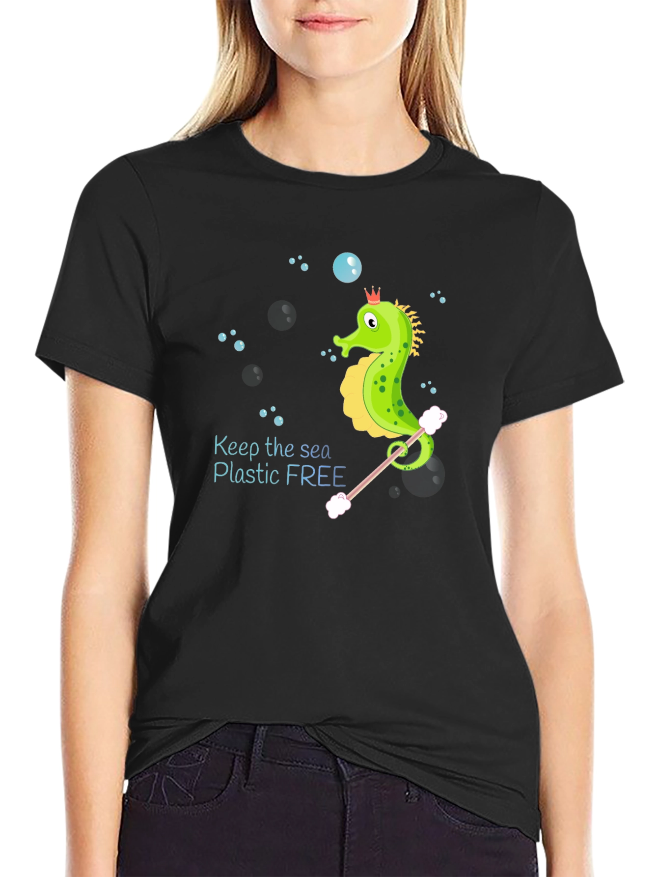 Eco-Friendly Seahorse Graphic Tee