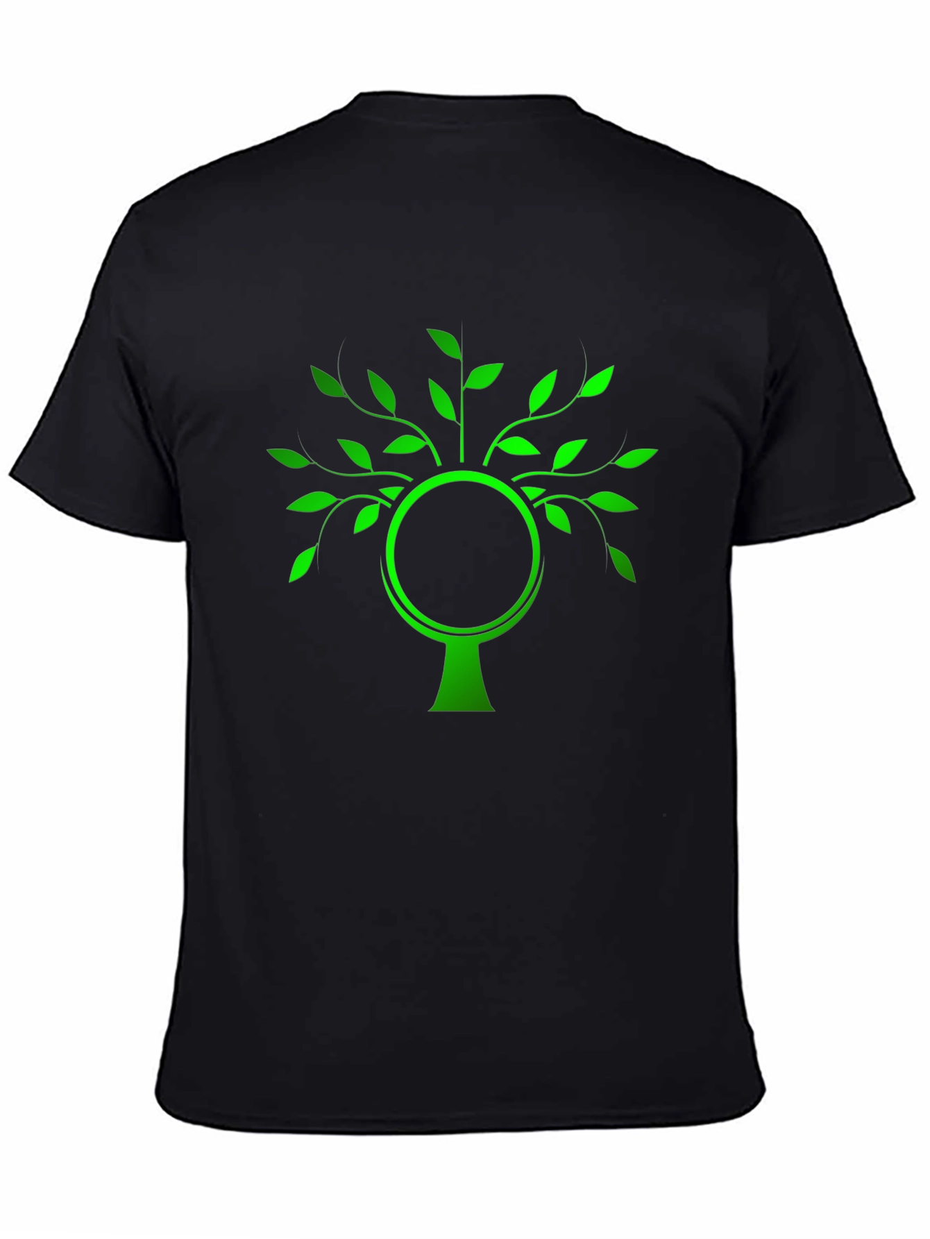 Green Tree Graphic Black T-Shirt