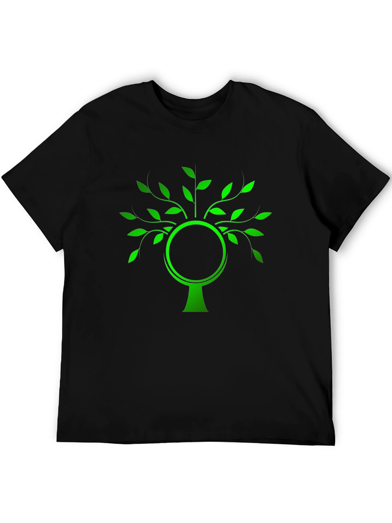 Green Tree Graphic Black T-Shirt