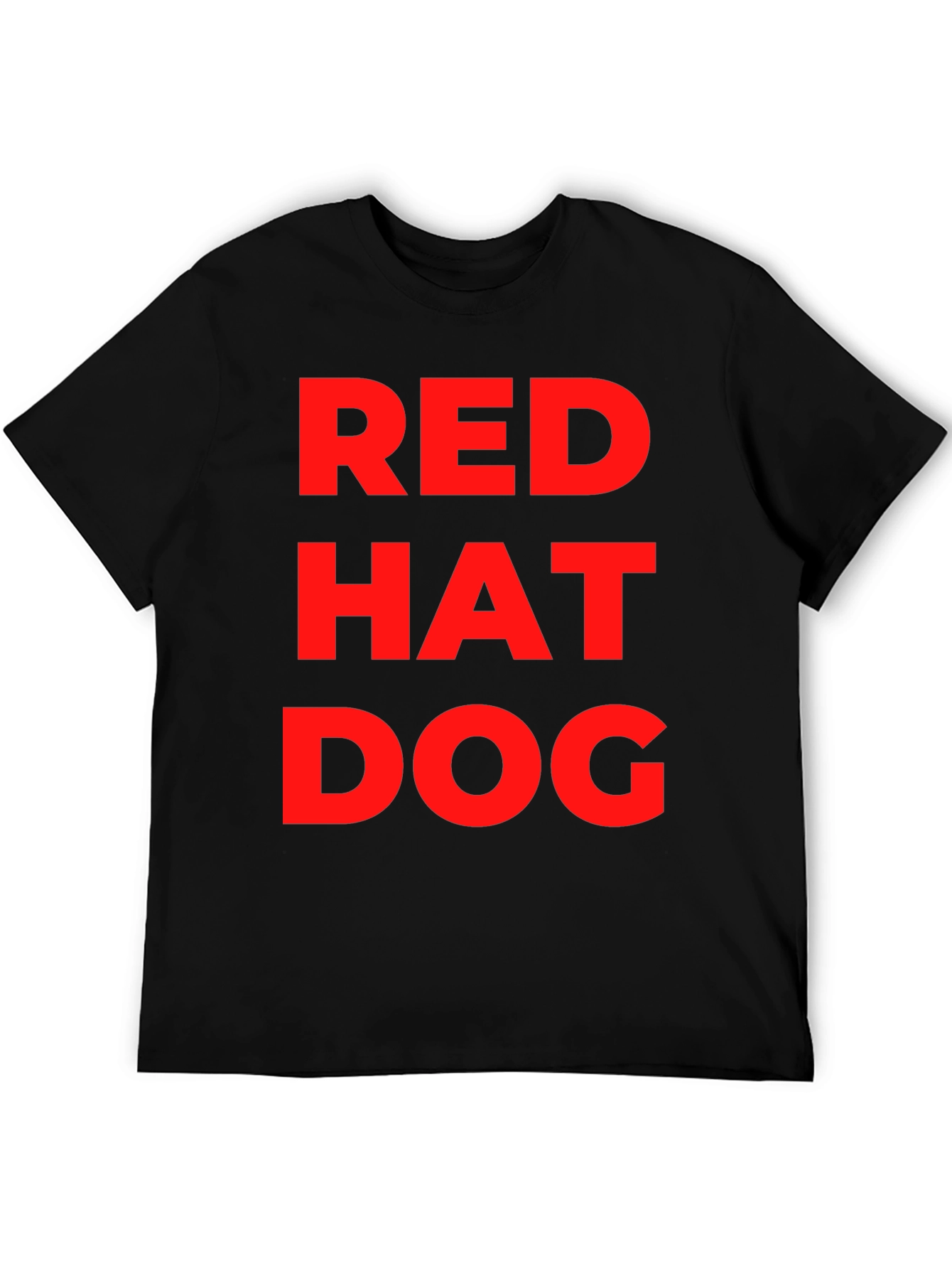 Red Hat Dog Graphic T-Shirt - Funny Casual Tee