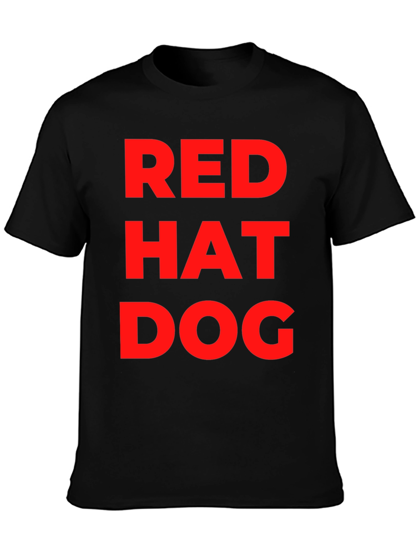 Red Hat Dog Graphic T-Shirt - Funny Casual Tee