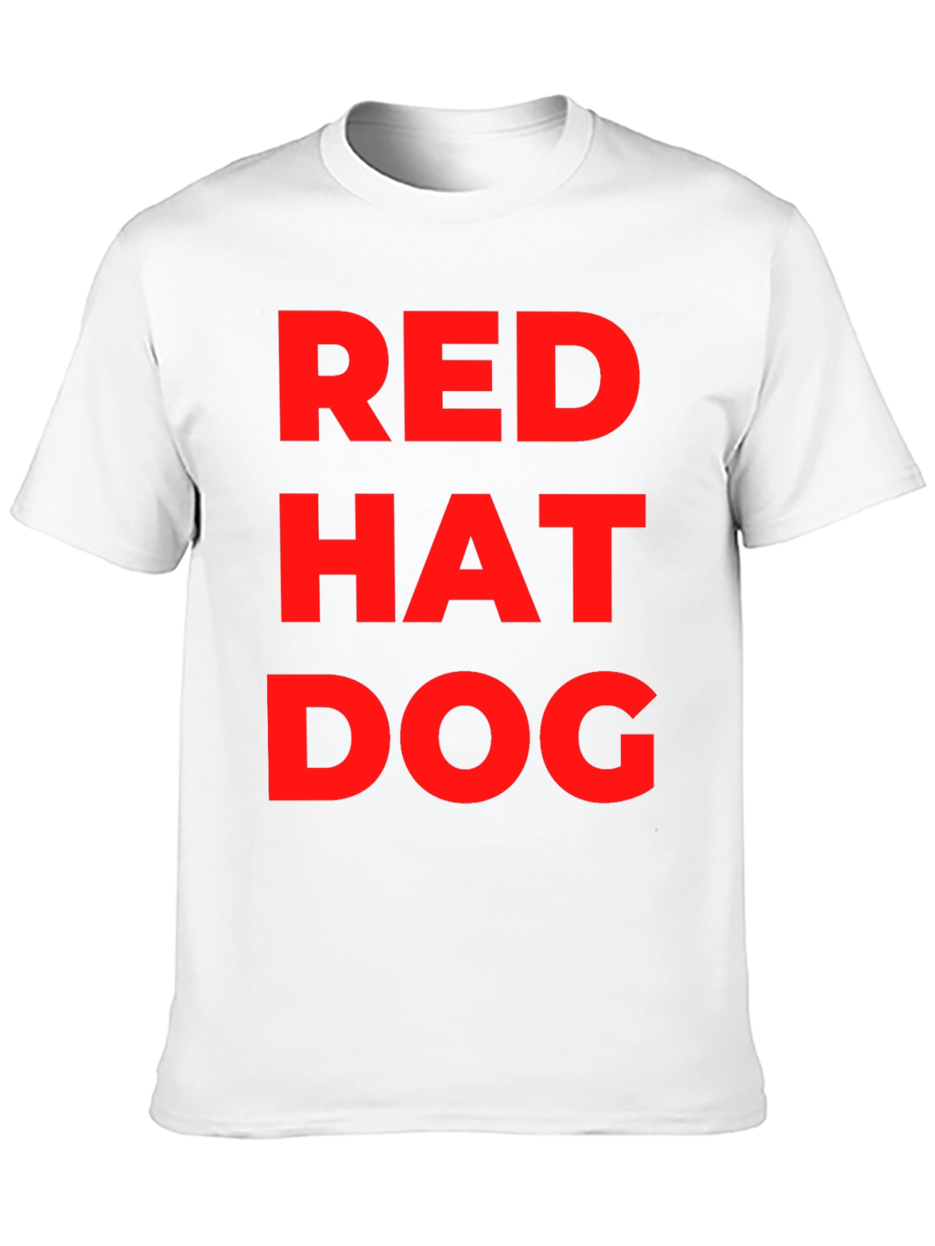 Red Hat Dog Graphic T-Shirt - Funny Casual Tee