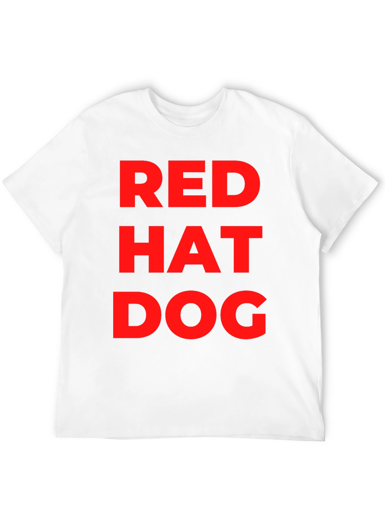 Red Hat Dog Graphic T-Shirt - Funny Casual Tee