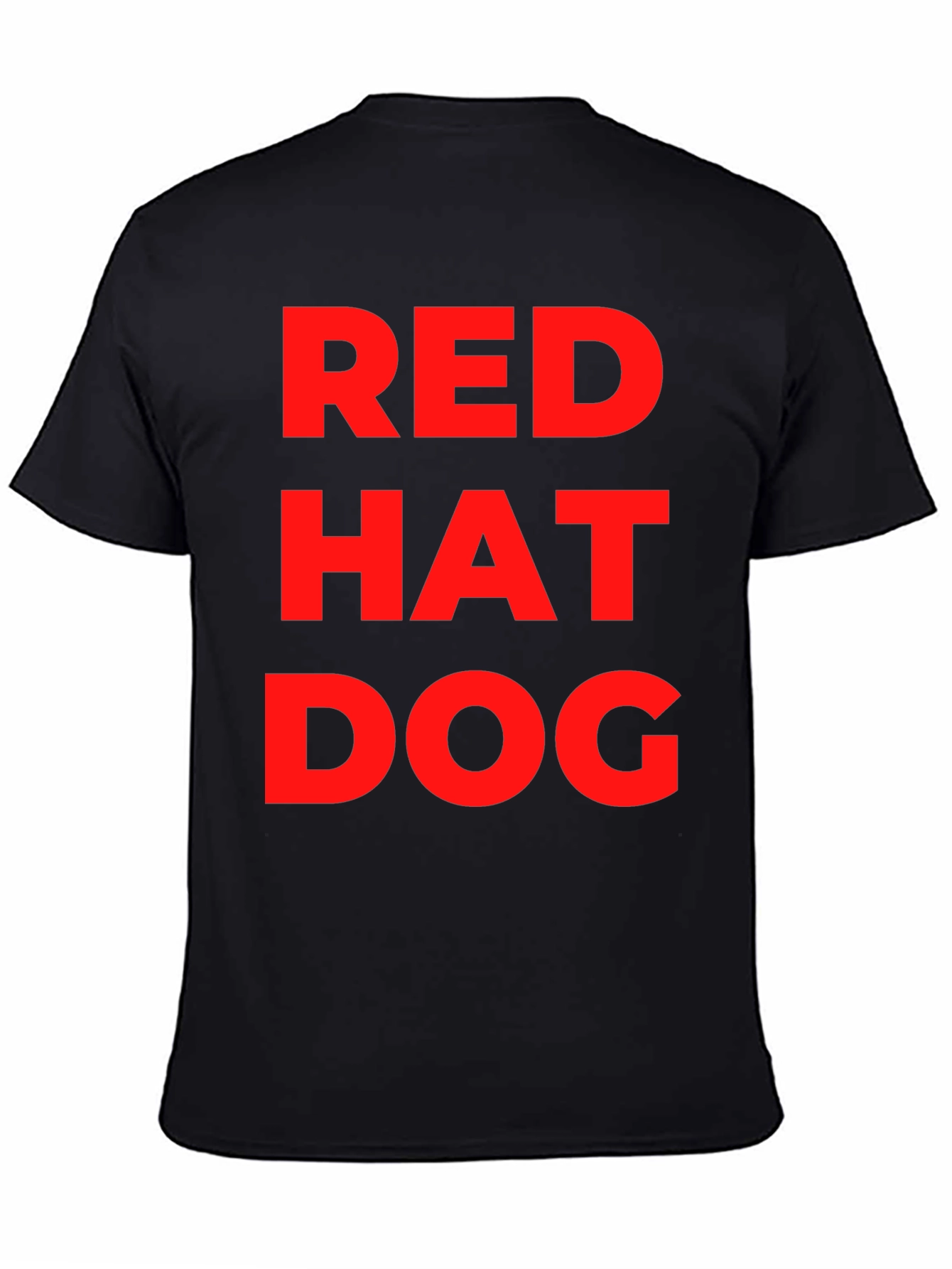 Red Hat Dog Graphic T-Shirt - Funny Casual Tee