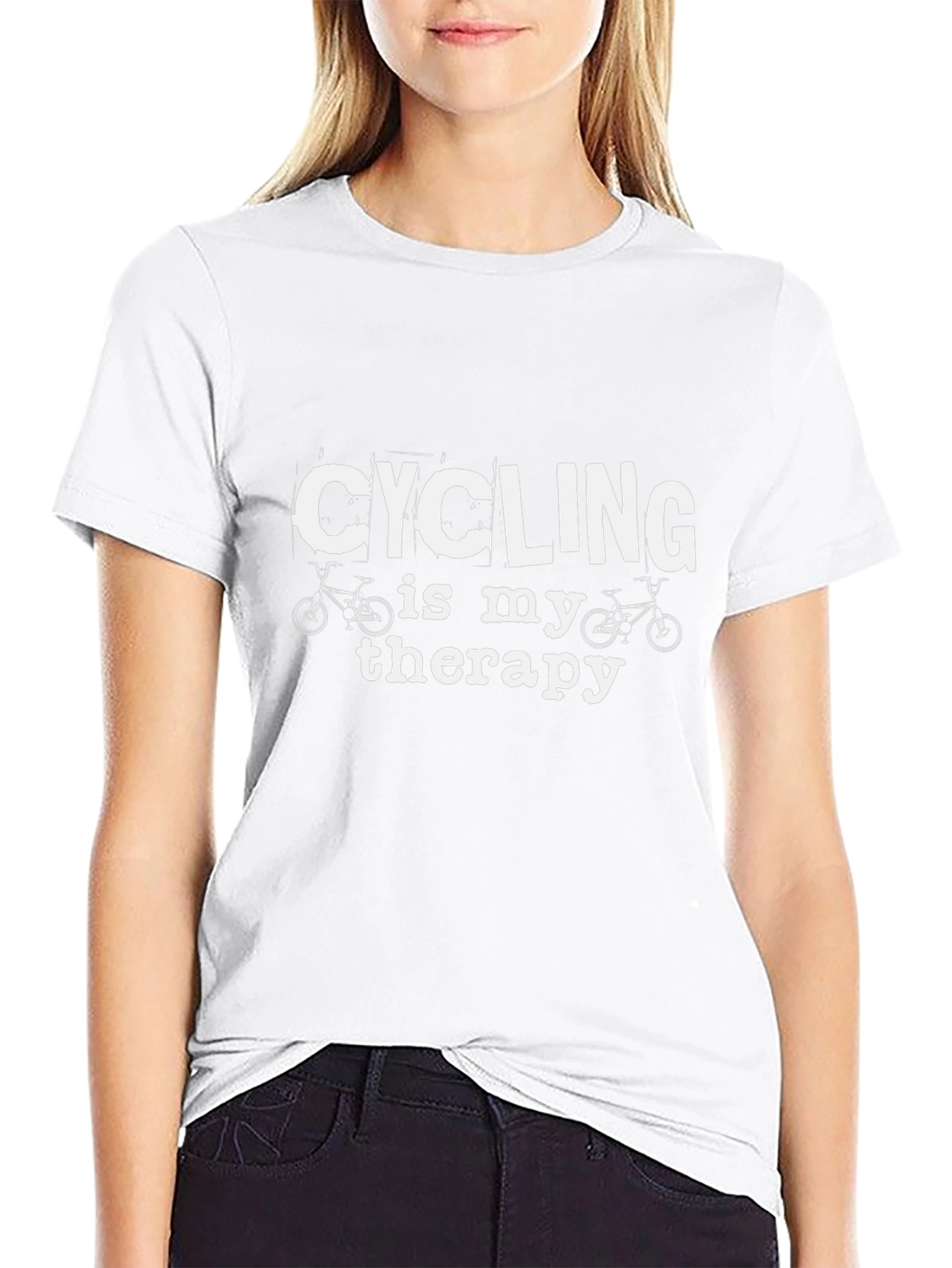Cycling is My Therapy Black T-Shirt