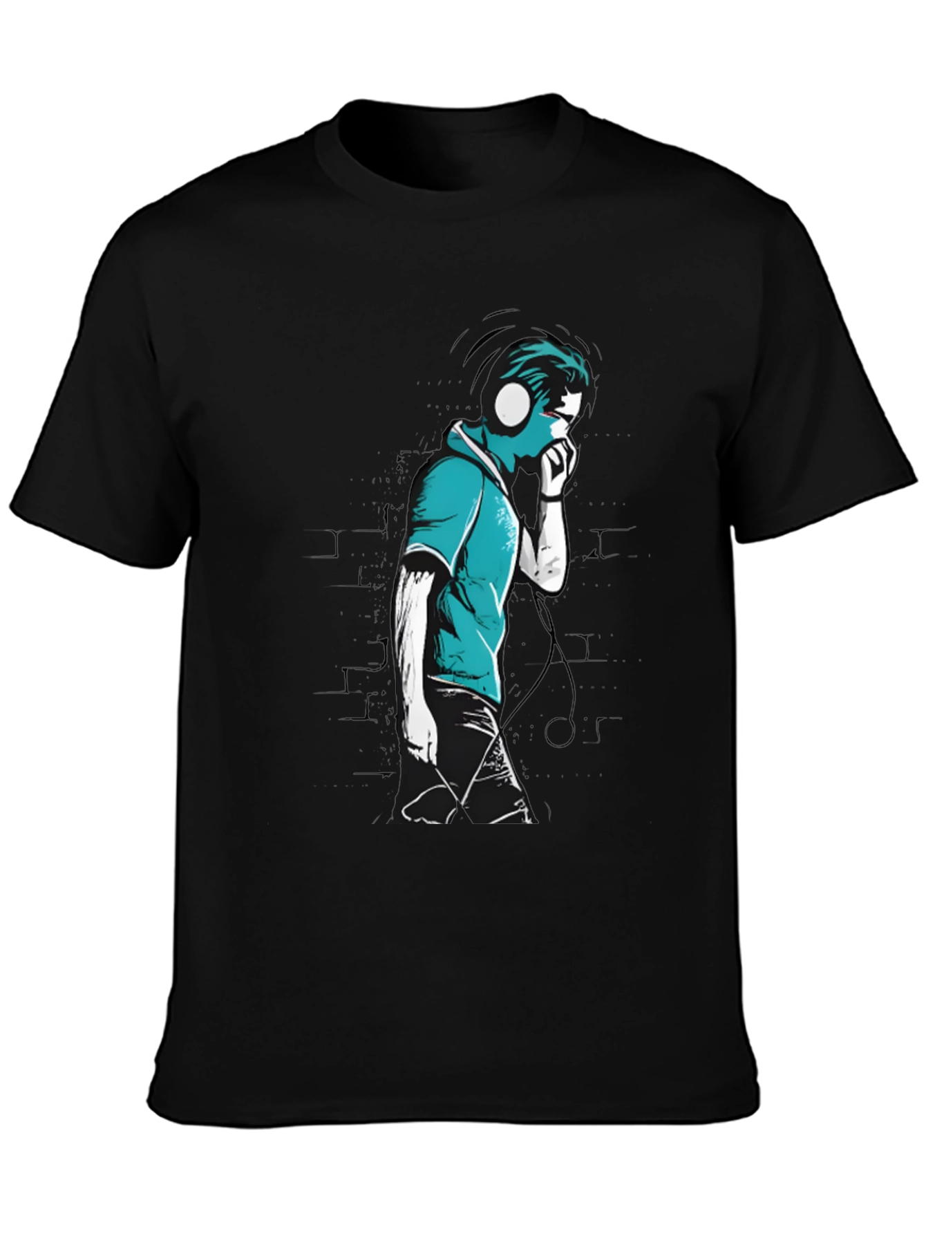 Stylish Graphic T-Shirt - Headphones Music Lover