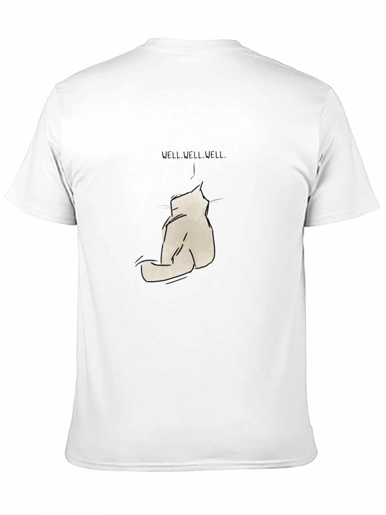 Minimalist Cat Sketch Graphic Black T-Shirt