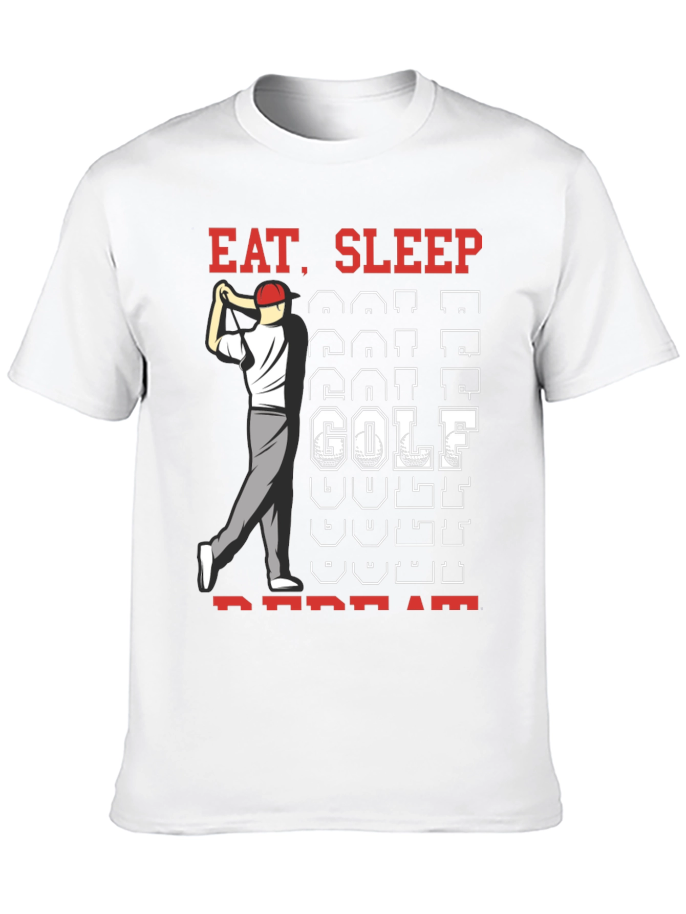 Eat Sleep Golf Repeat Black Graphic Tee