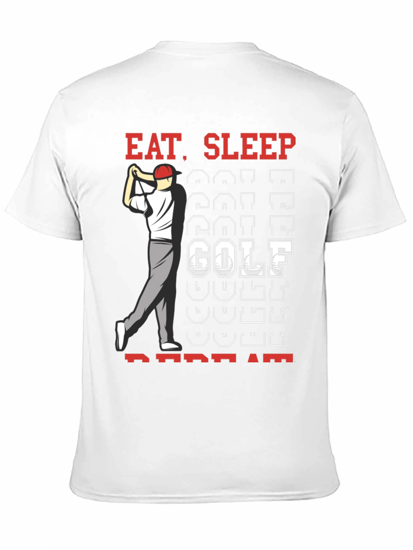 Eat Sleep Golf Repeat Black Graphic Tee