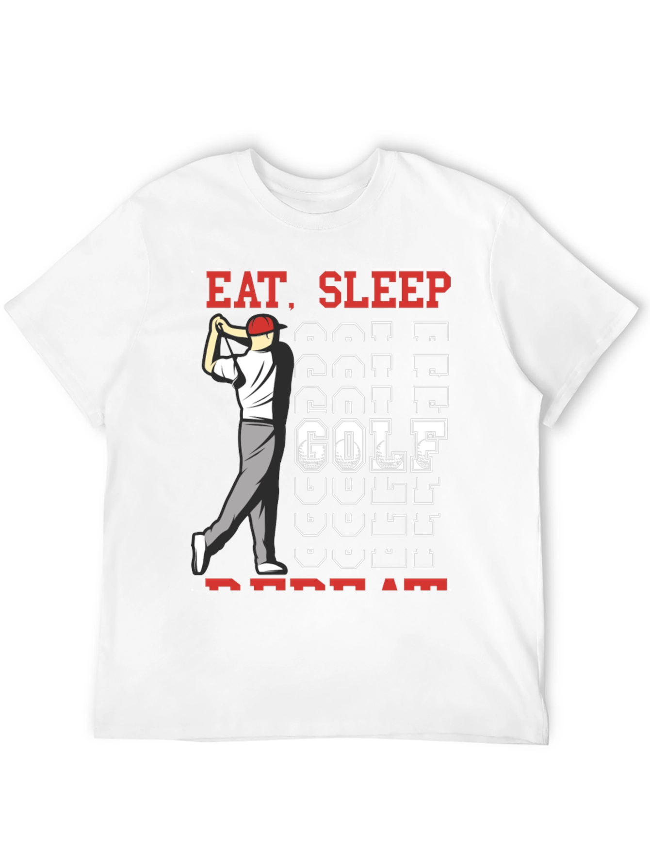 Eat Sleep Golf Repeat Black Graphic Tee