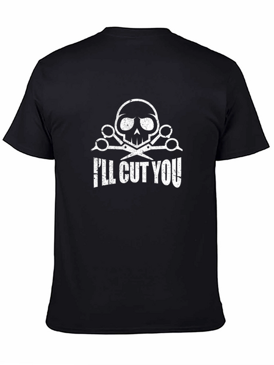 Ill Cut You T-Shirt - Barber Skull Graphic Tee