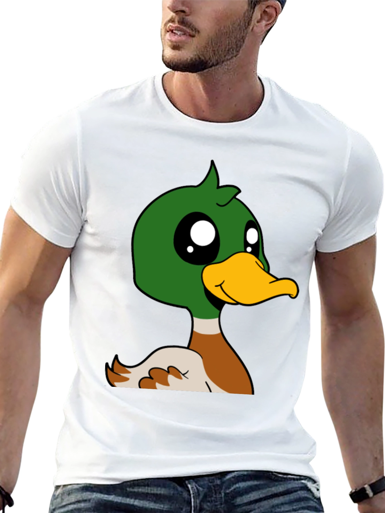 Duck Cartoon Graphic Black T-Shirt