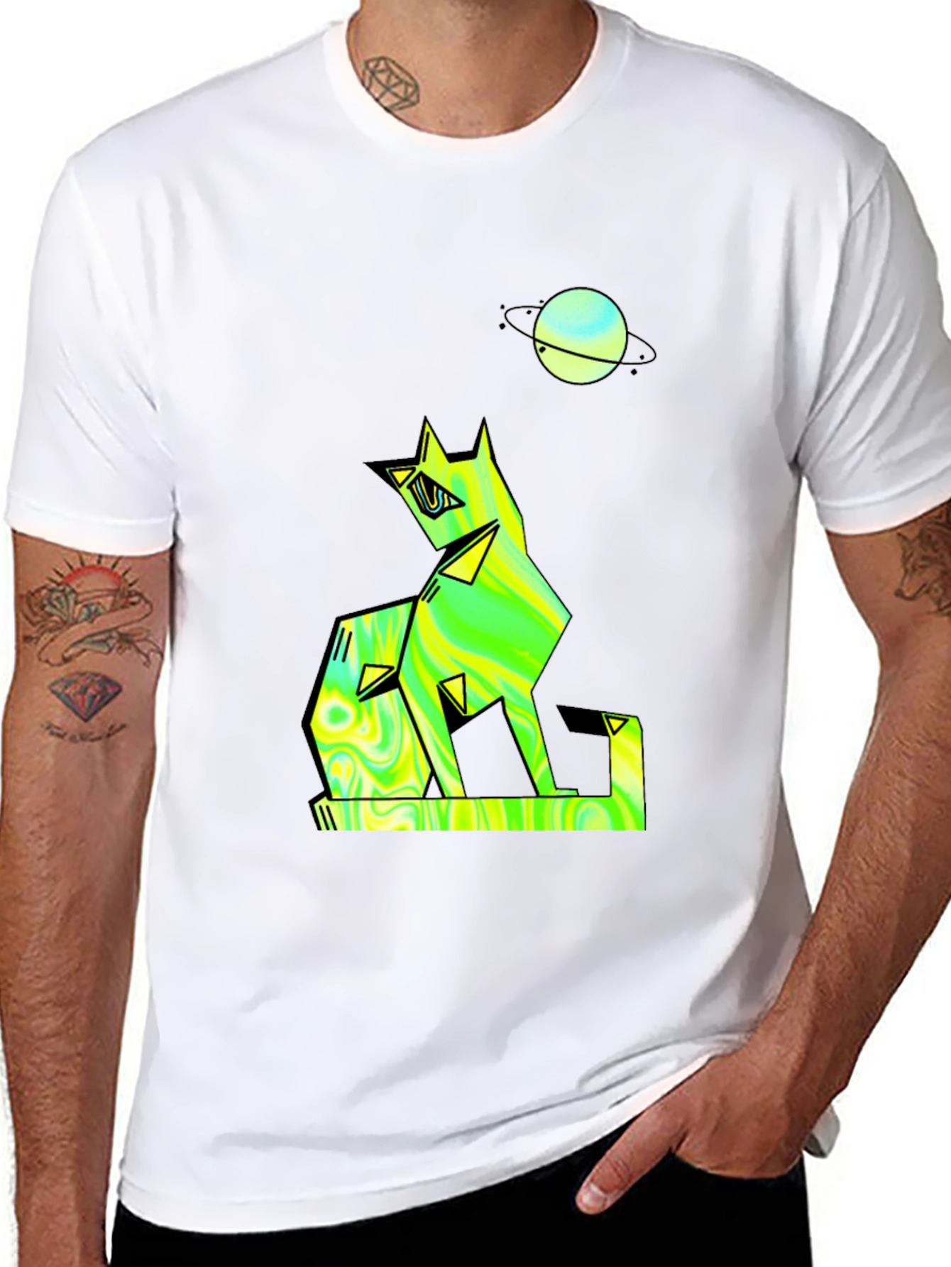 Geometric Wolf Graphic T-Shirt