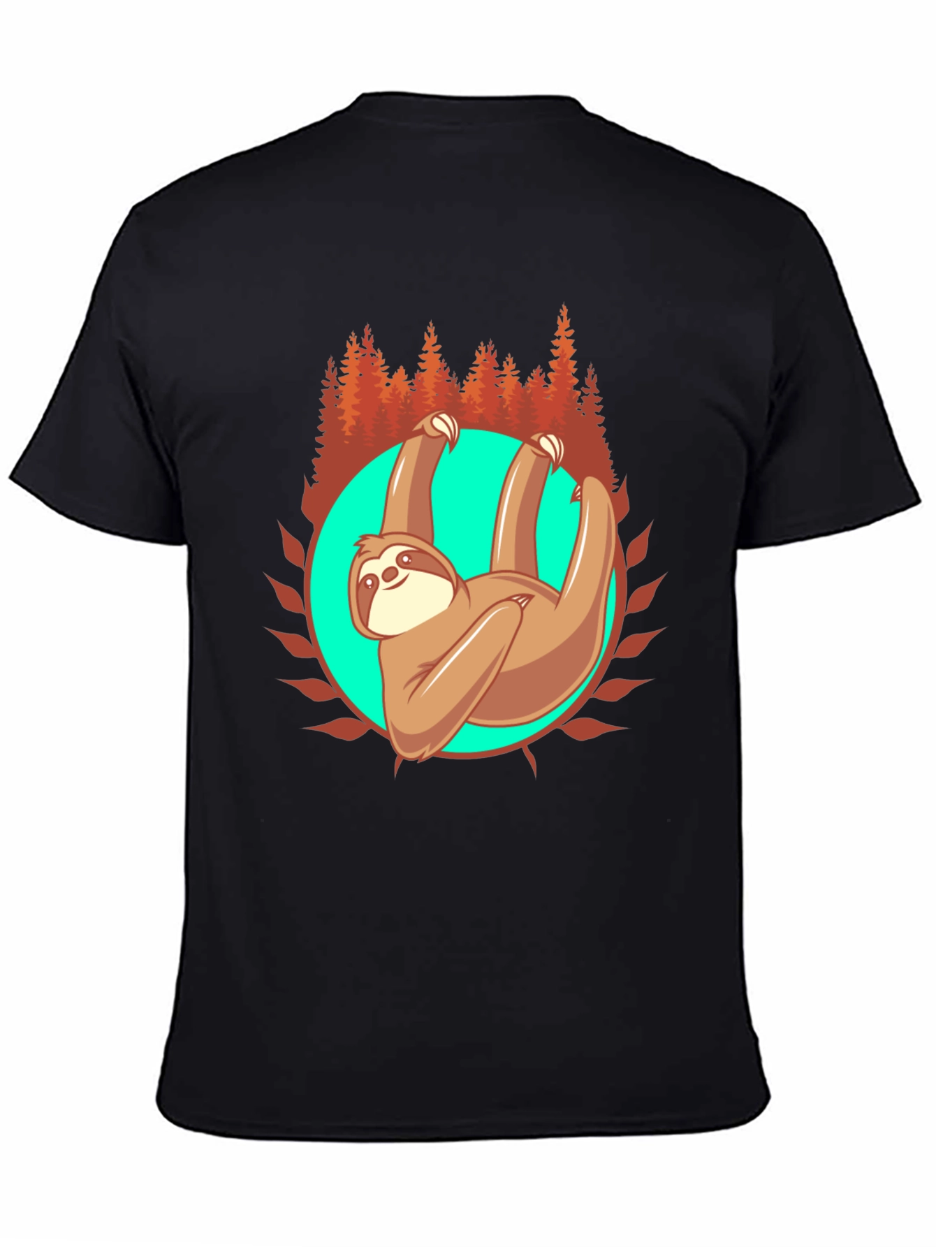 Sloth in Nature Graphic T-Shirt - Black