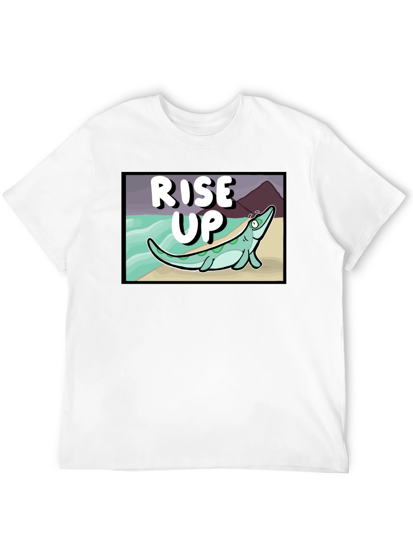 Rise Up Cartoon Sea Creature Black T-Shirt