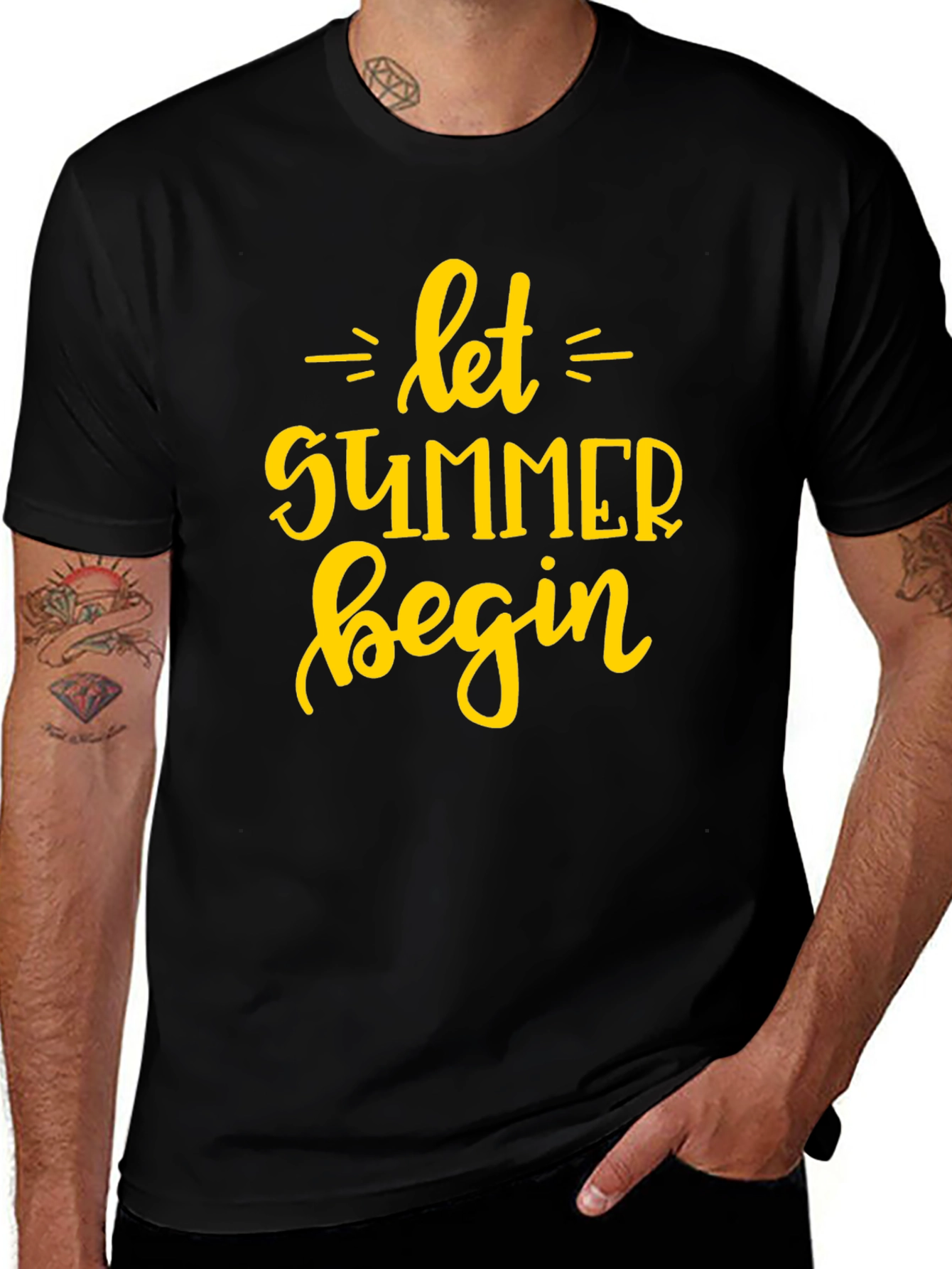 Let Summer Begin Graphic T-Shirt - Black Cotton Tee