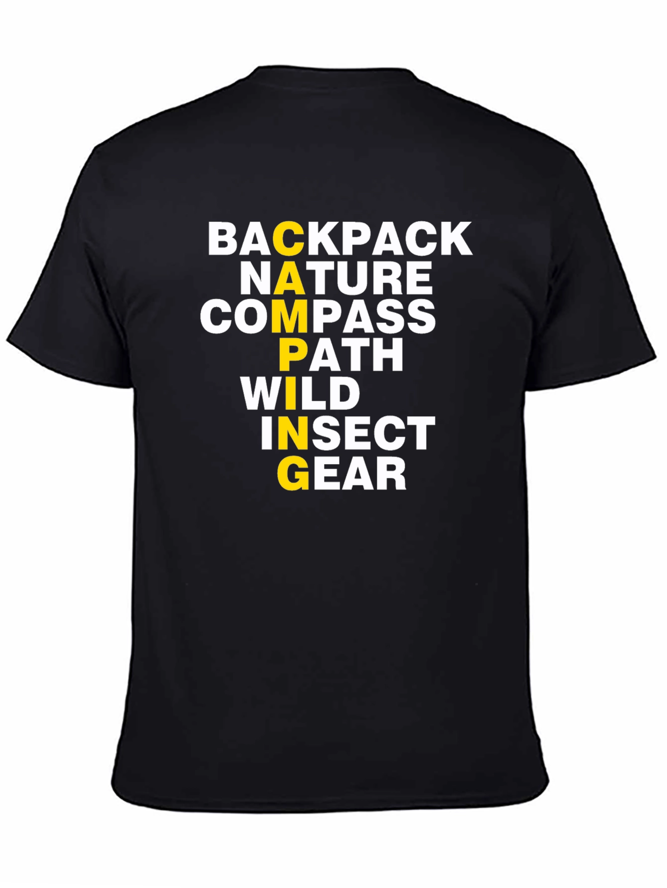 Camping Word Graphic T-Shirt - Backpack Nature Compass