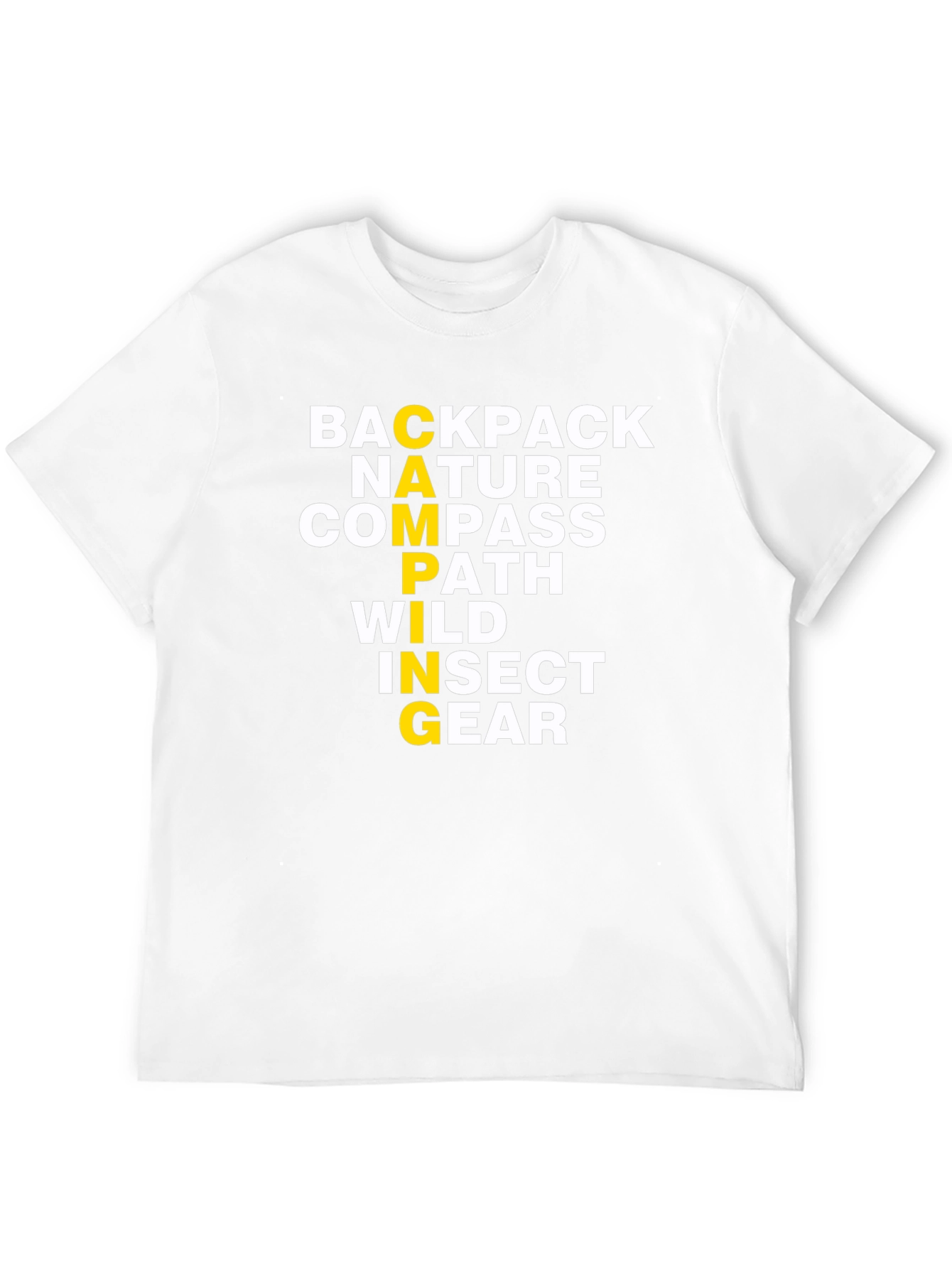 Camping Word Graphic T-Shirt - Backpack Nature Compass
