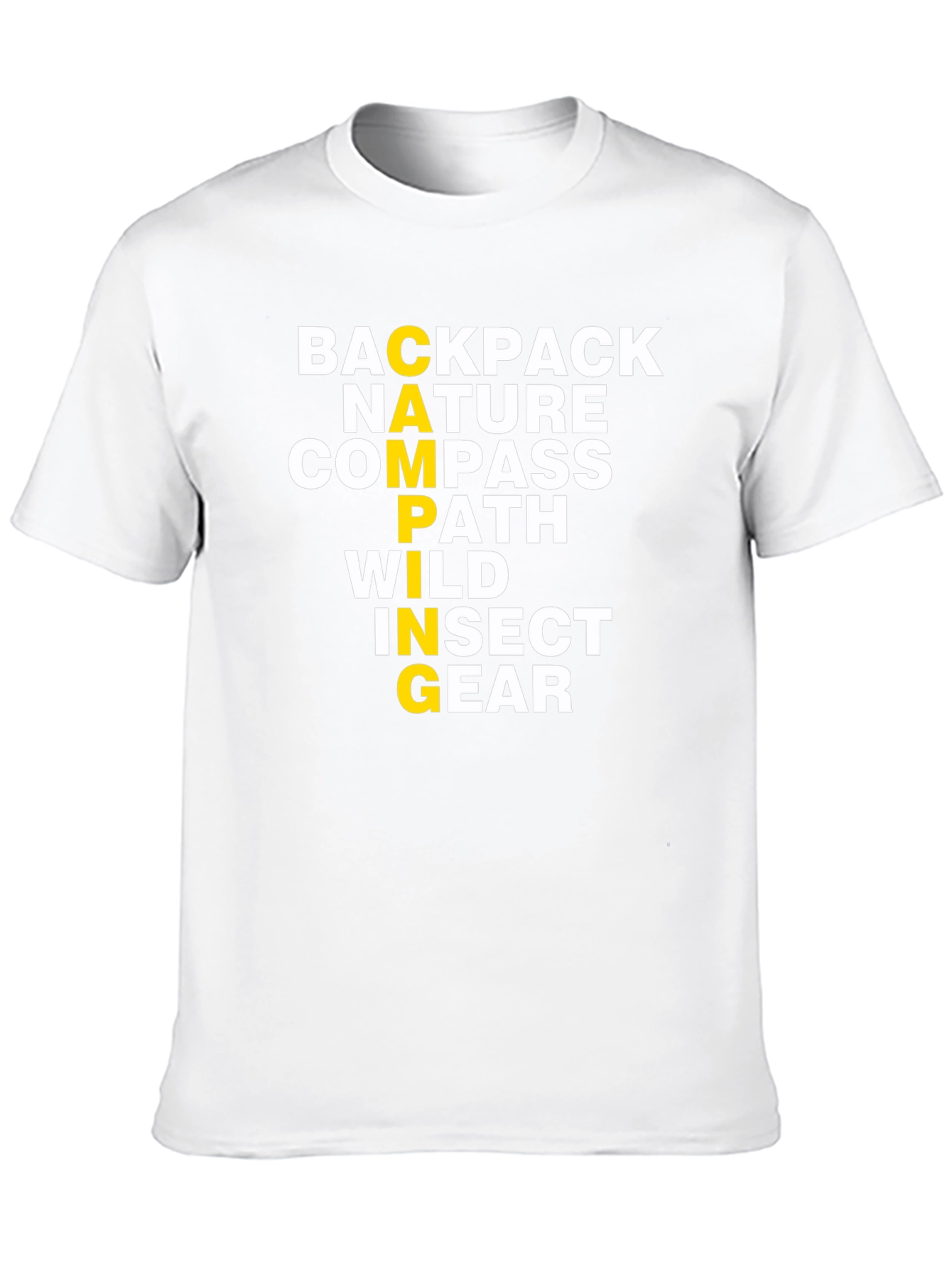 Camping Word Graphic T-Shirt - Backpack Nature Compass