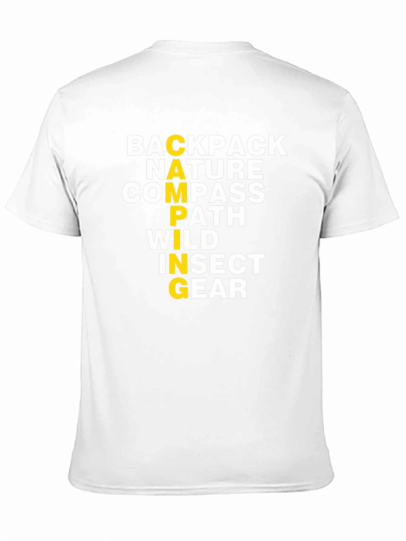 Camping Word Graphic T-Shirt - Backpack Nature Compass
