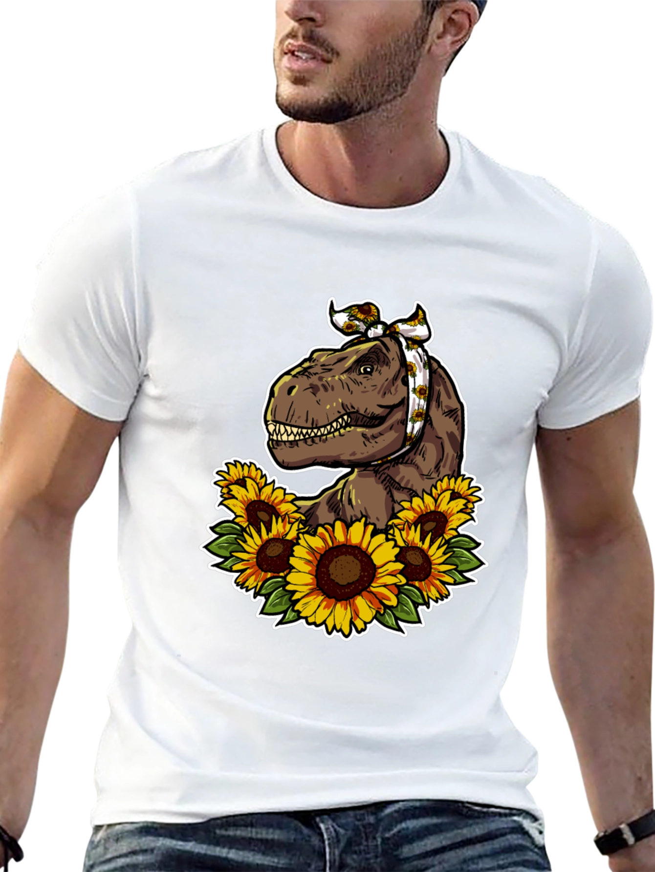 Dino Sunflower Graphic T-Shirt
