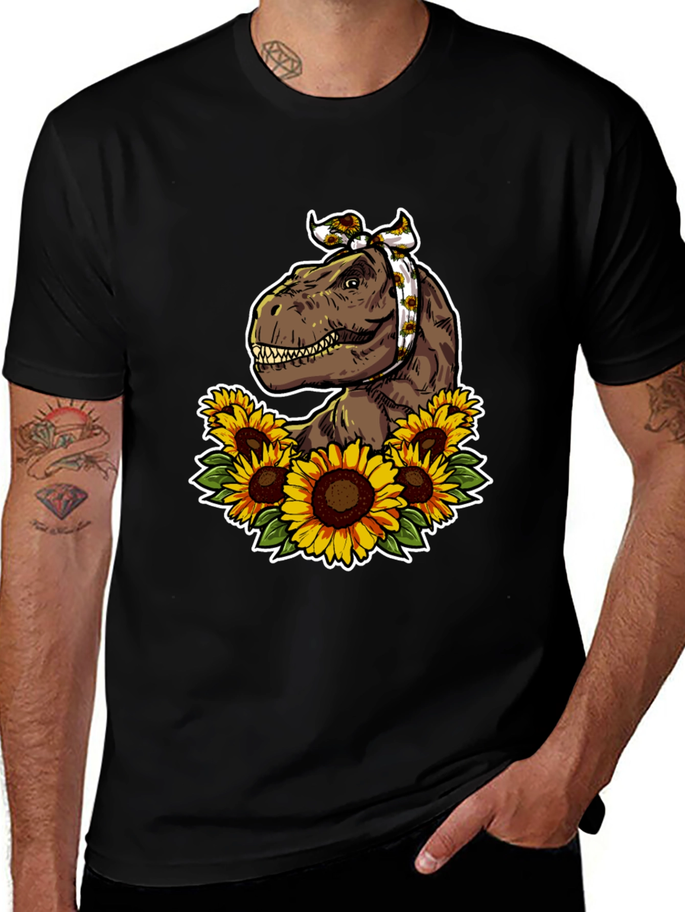 Dino Sunflower Graphic T-Shirt