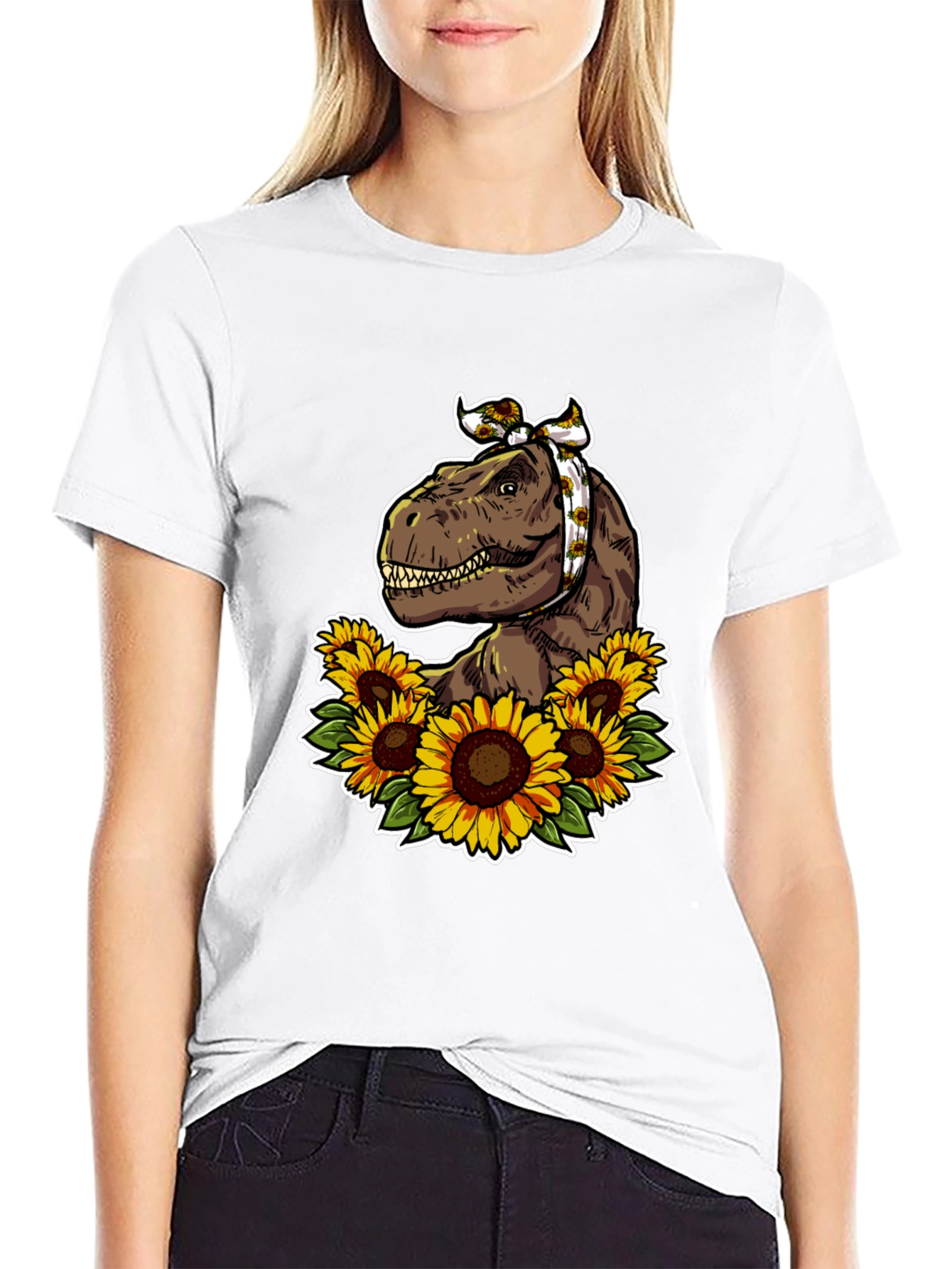 Dino Sunflower Graphic T-Shirt