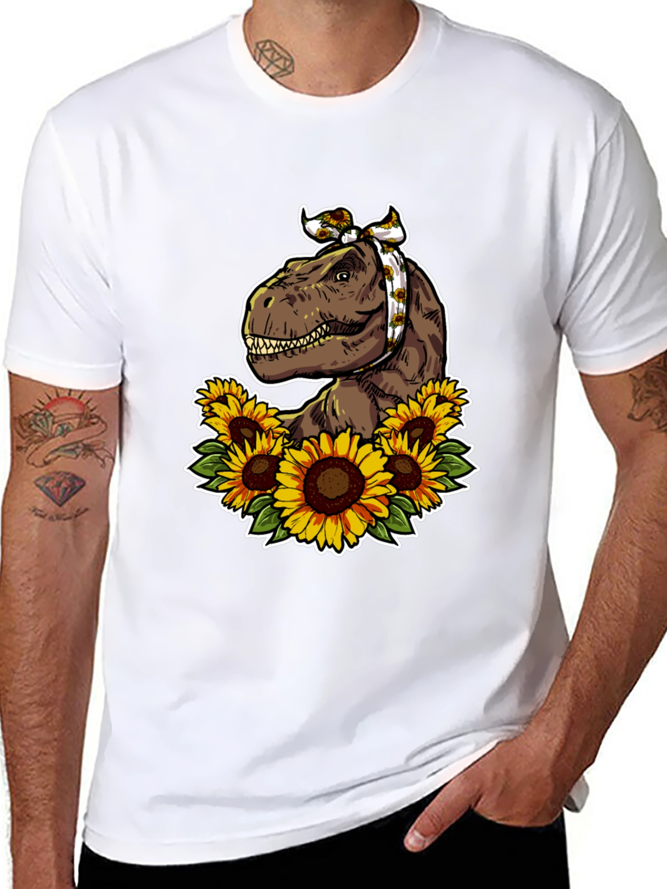 Dino Sunflower Graphic T-Shirt