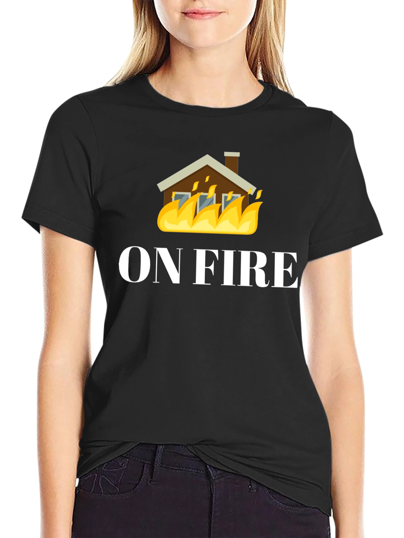 On Fire Graphic Tee - Black Cotton T-Shirt
