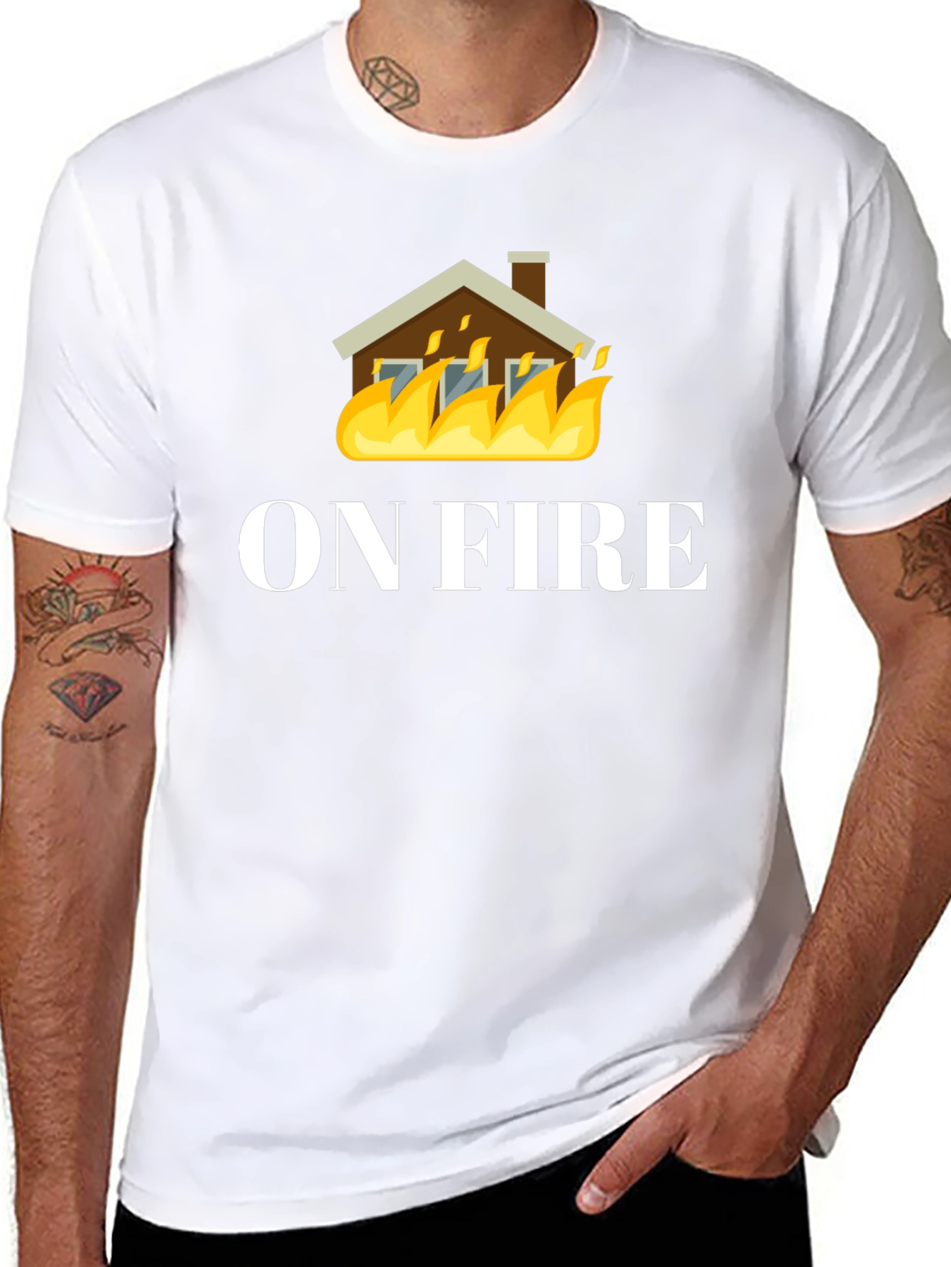 On Fire Graphic Tee - Black Cotton T-Shirt