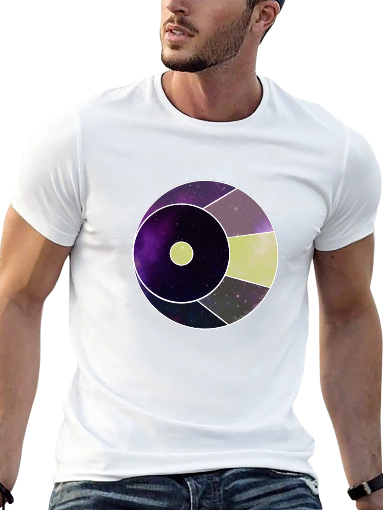 Galaxy Eye Graphic Print Black T-Shirt