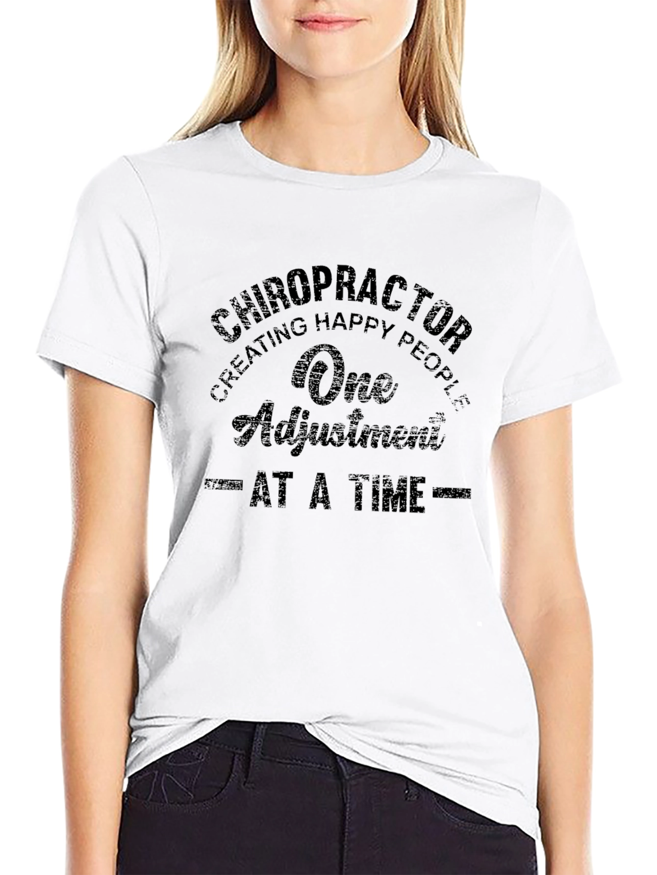 Chiropractor One Adjustment at a Time Black T-Shirt