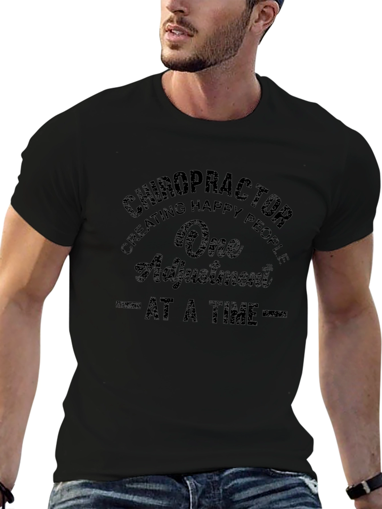 Chiropractor One Adjustment at a Time Black T-Shirt