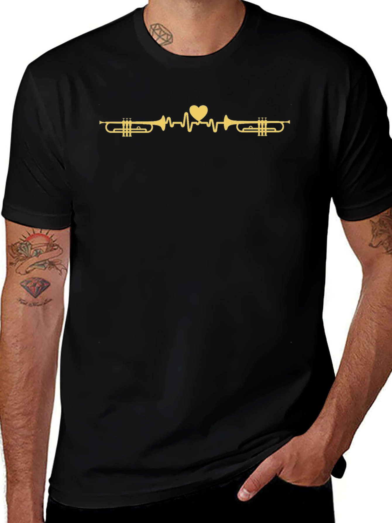 Trumpet Heartbeat T-Shirt - Music Lover Tee