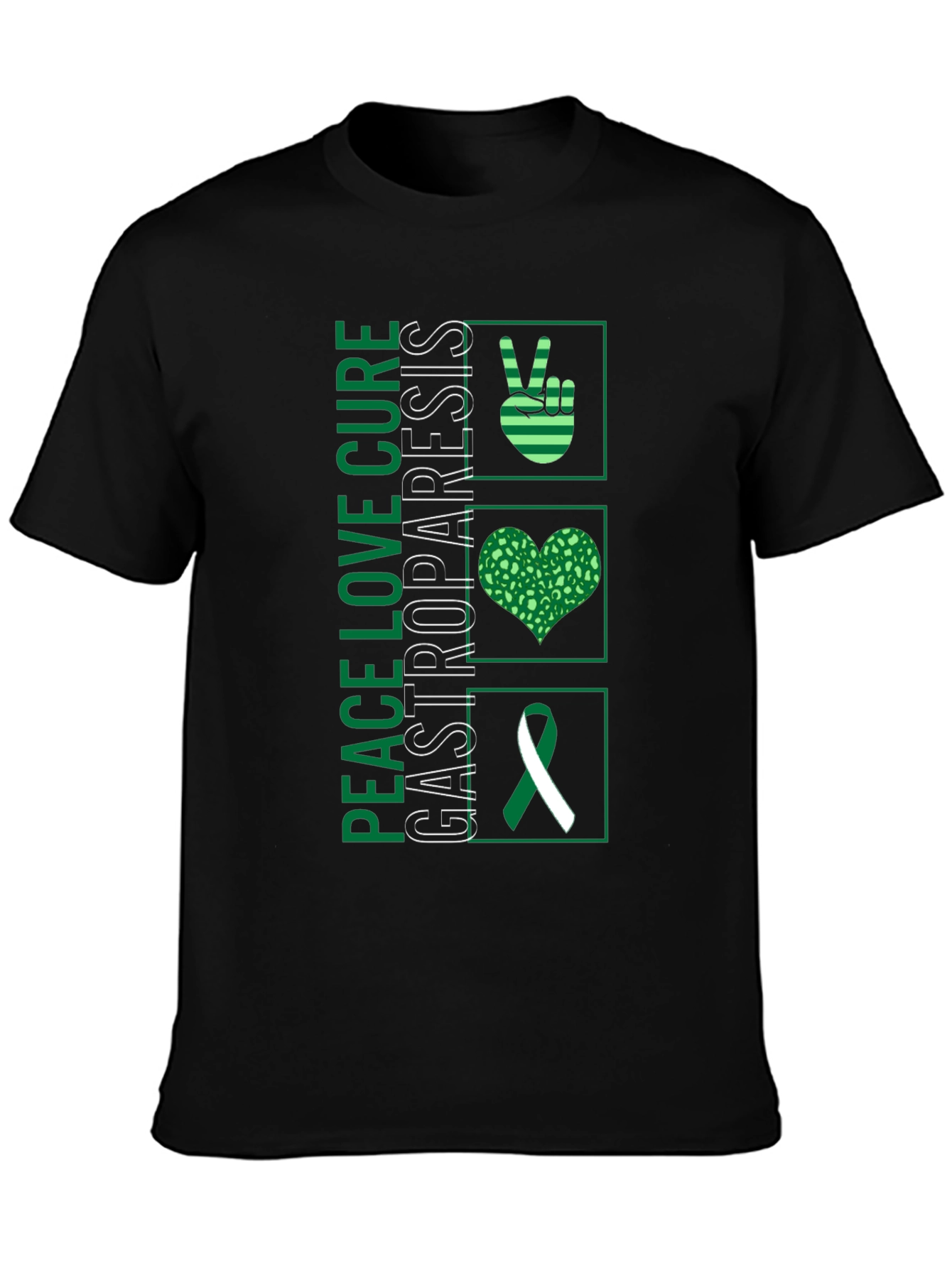 Gastroparesis Awareness T-Shirt: Peace Love Cure